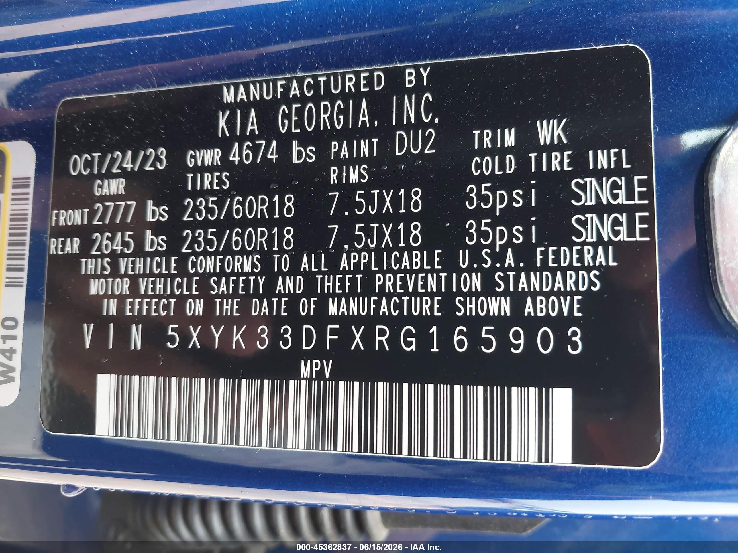 2024 Kia Sportage Ex Blue vin: 5XYK33DFXRG165903