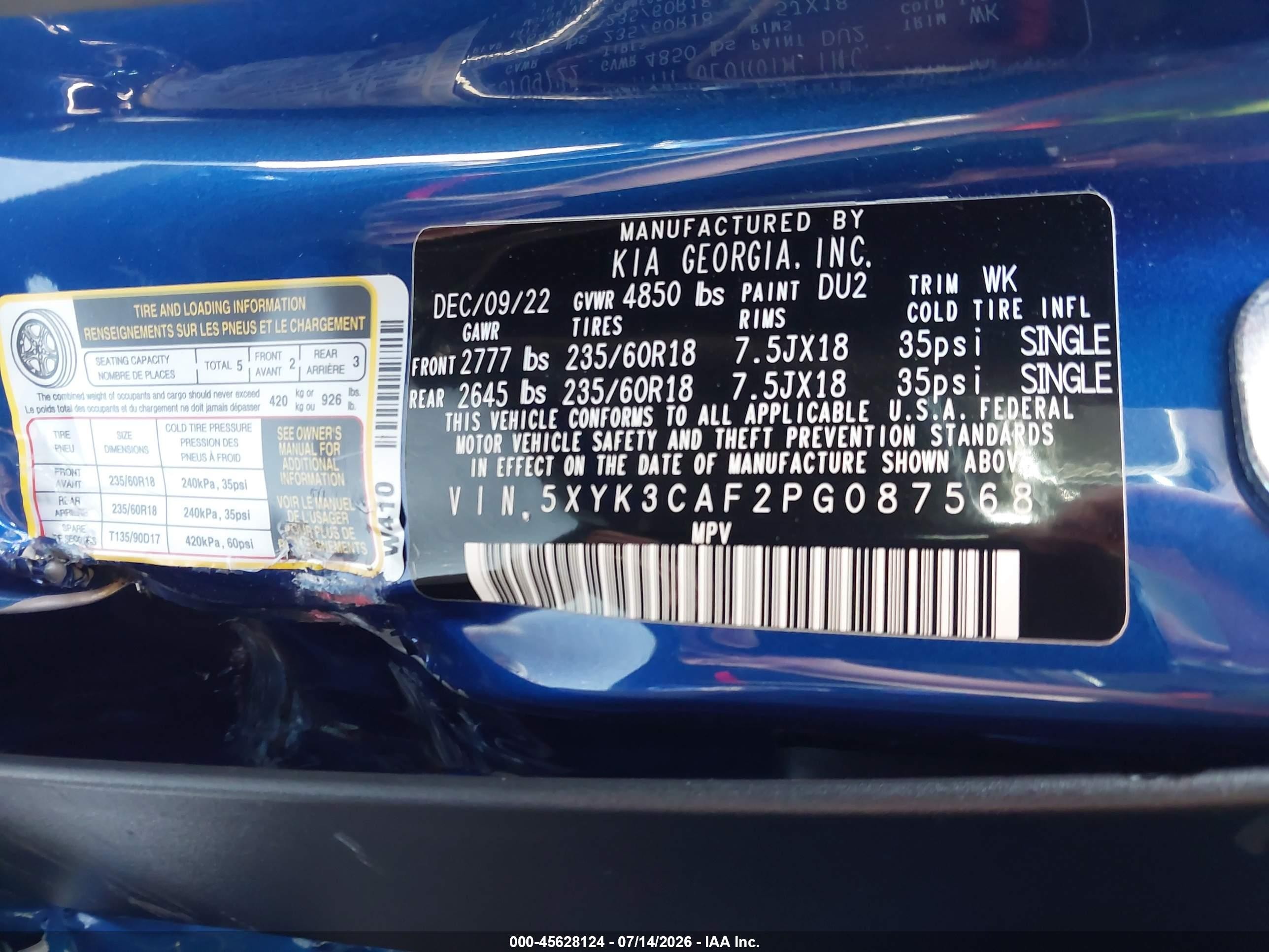 2023 Kia Sportage Ex Blue vin: 5XYK3CAF2PG087568