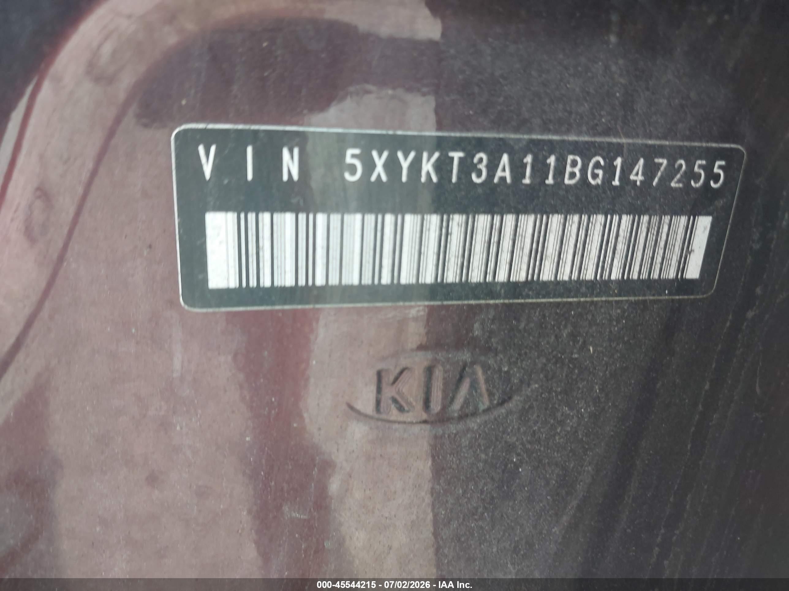 2011 Kia Sorento Lx Burgundy vin: 5XYKT3A11BG147255