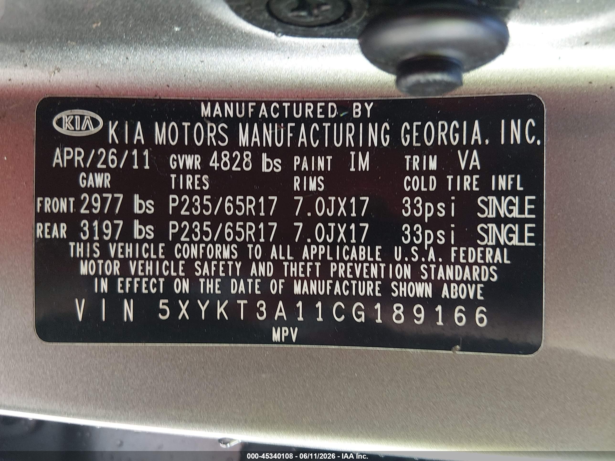 2012 Kia Sorento Lx Gray vin: 5XYKT3A11CG189166