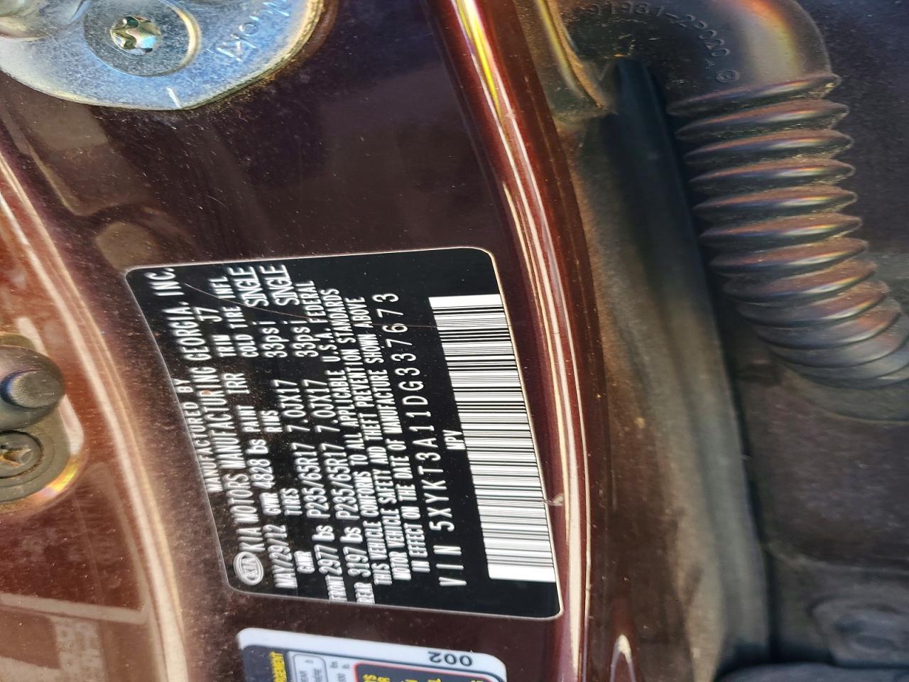 2013 Kia Sorento Lx Burgundy vin: 5XYKT3A11DG337673