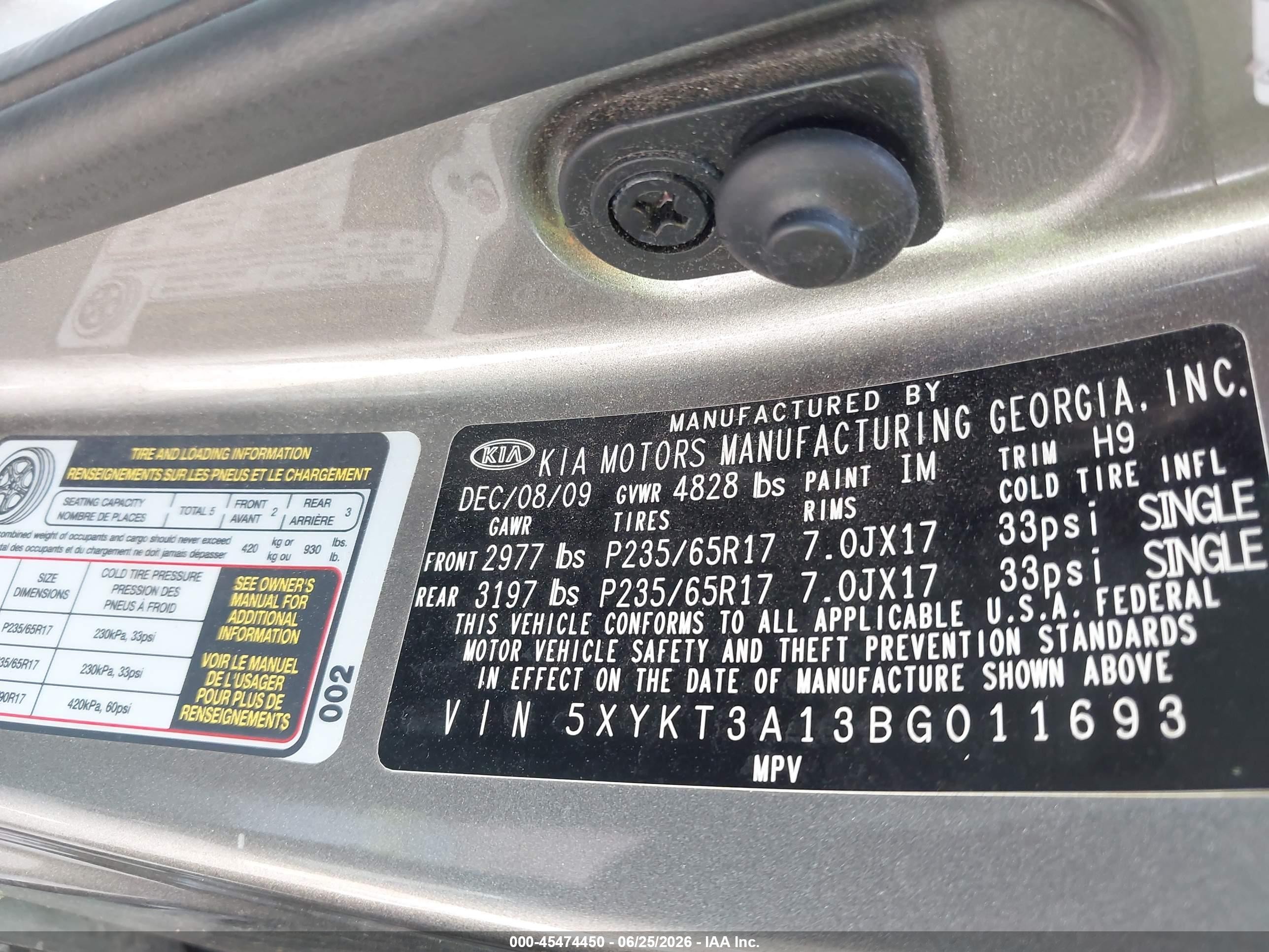 2011 Kia Sorento Lx Brown vin: 5XYKT3A13BG011693