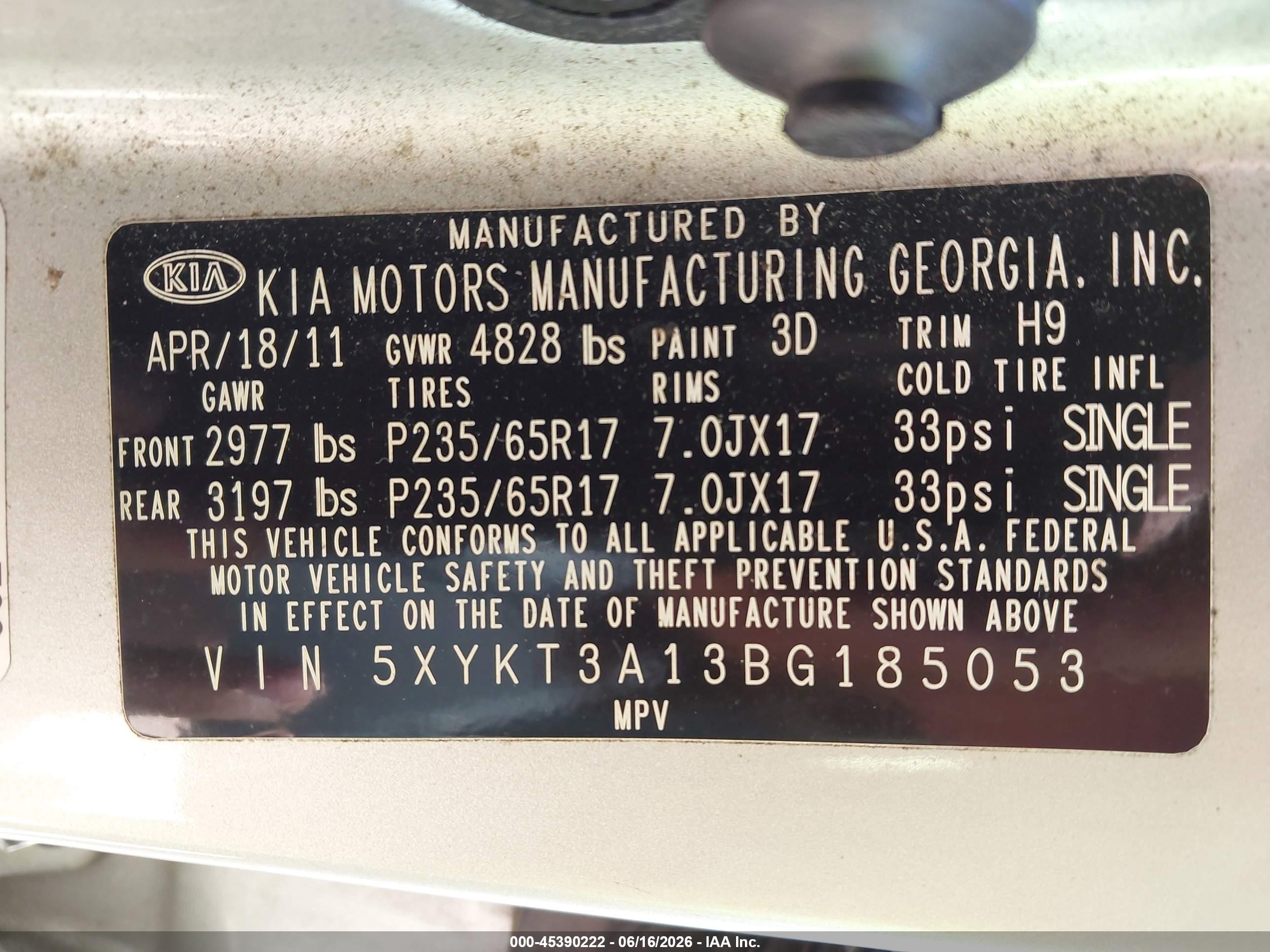 2011 Kia Sorento Lx Silver vin: 5XYKT3A13BG185053