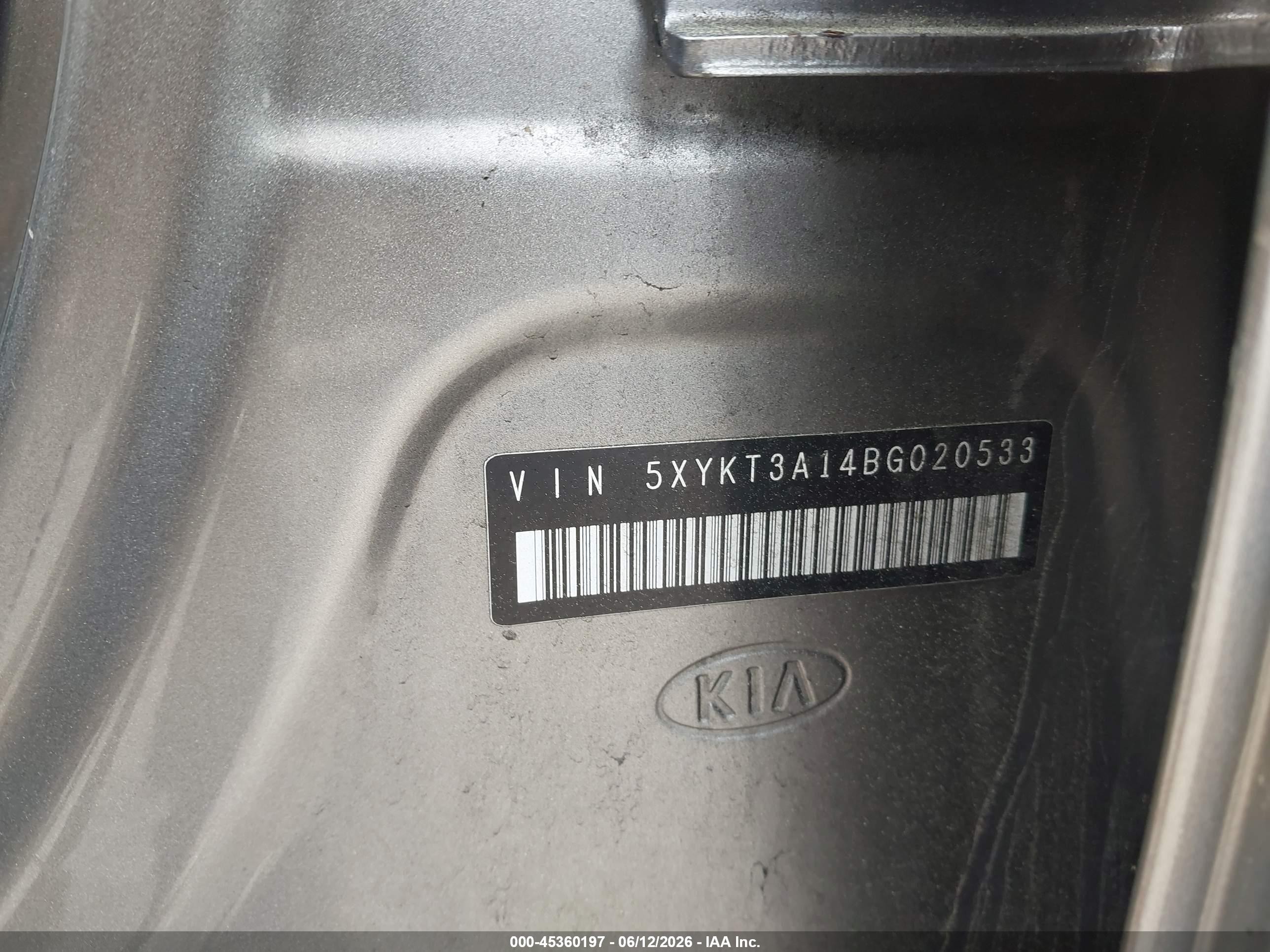 2011 Kia Sorento Lx Gray vin: 5XYKT3A14BG020533
