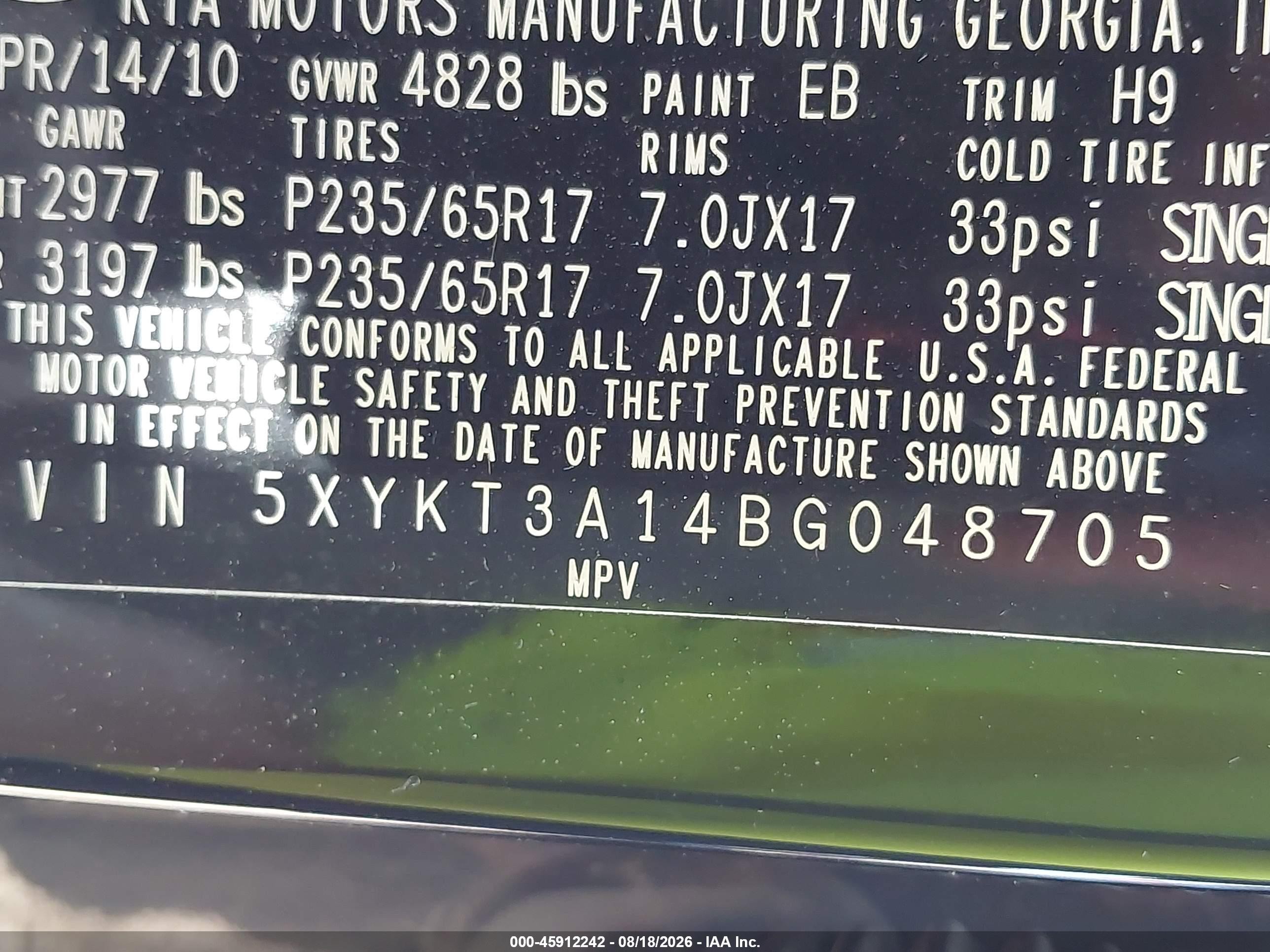 2011 Kia Sorento Lx Черный vin: 5XYKT3A14BG048705