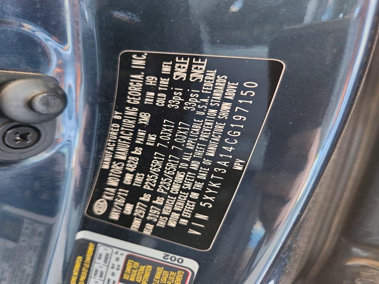 2012 Kia Sorento Lx Charcoal vin: 5XYKT3A14CG197150