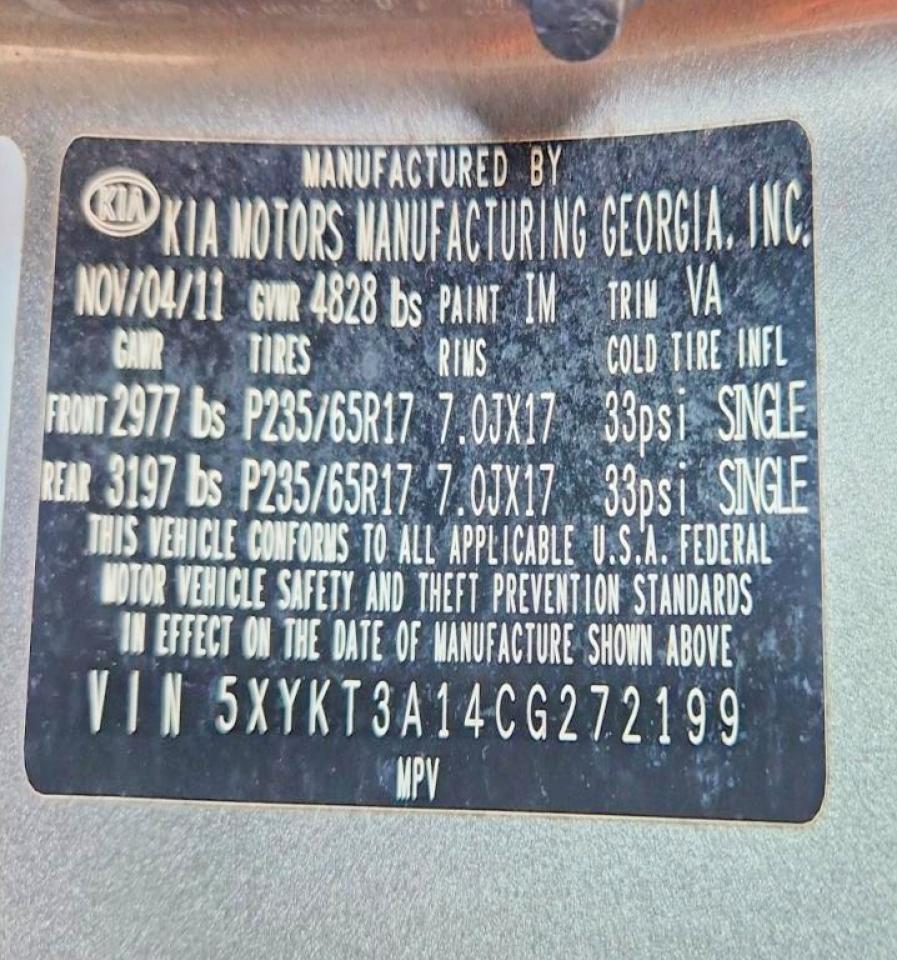 2012 Kia Sorento Lx Gray vin: 5XYKT3A14CG272199