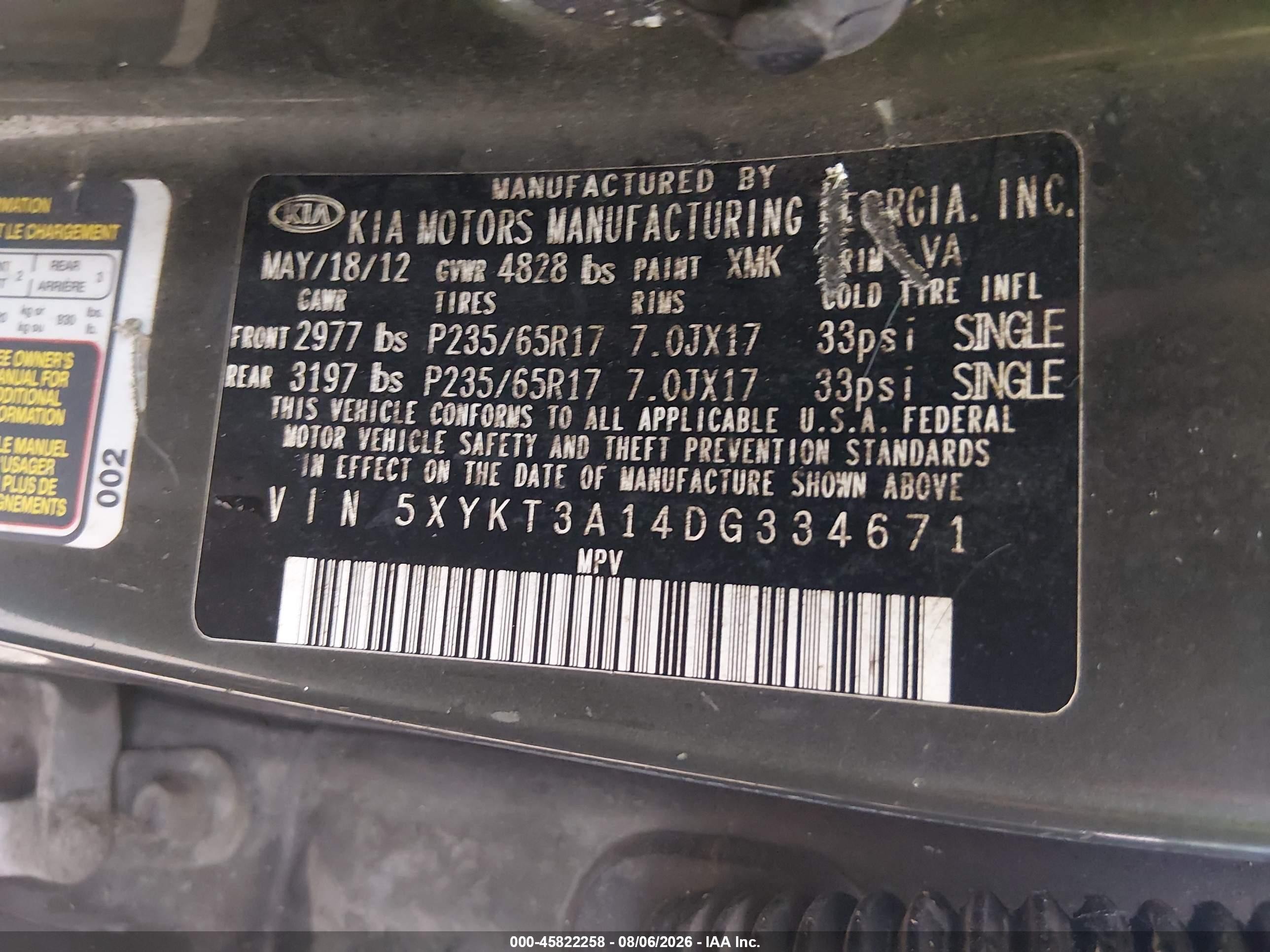 2013 Kia Sorento Lx Green vin: 5XYKT3A14DG334671