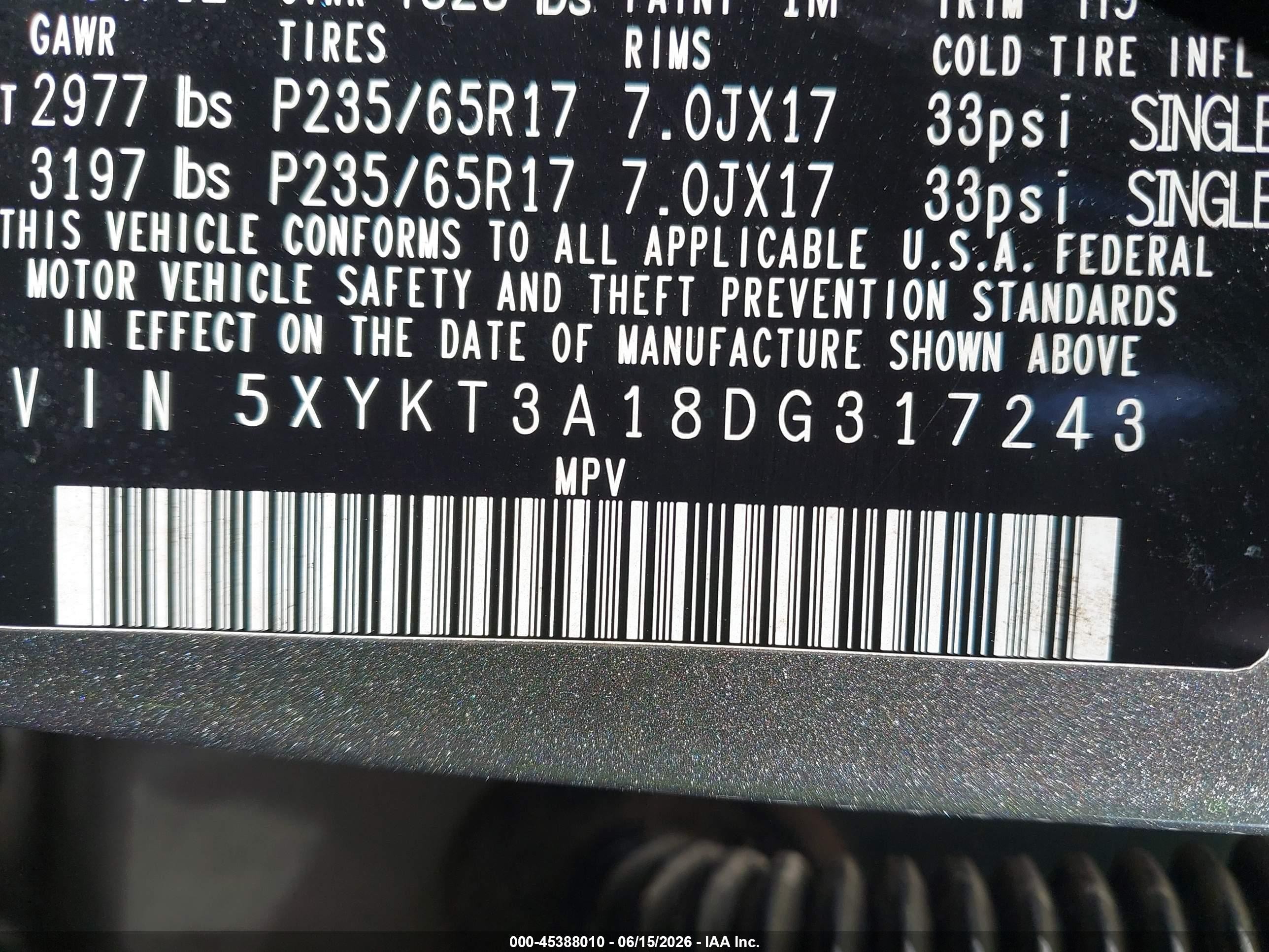 2013 Kia Sorento Lx Gray vin: 5XYKT3A18DG317243