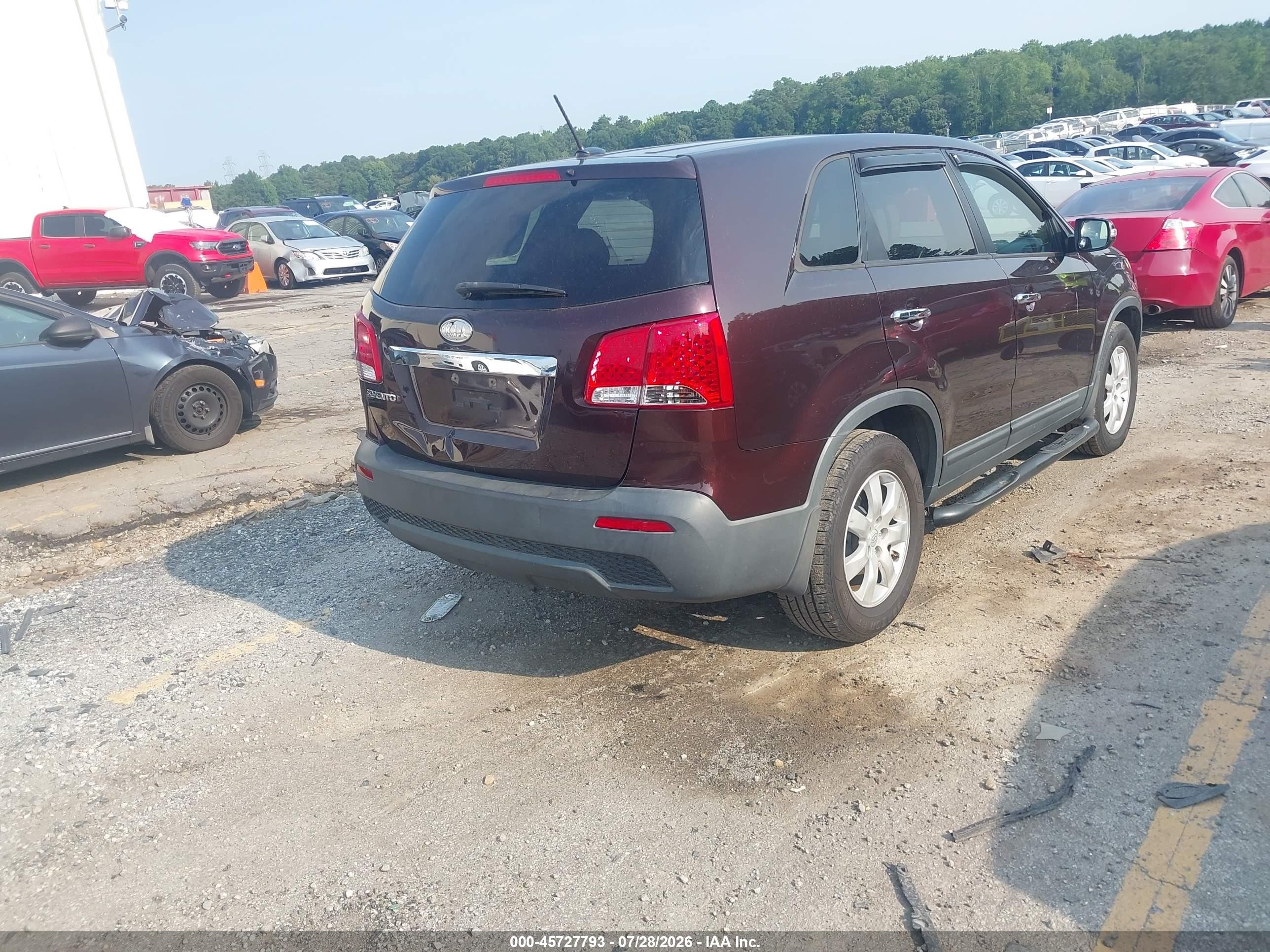 2011 Kia Sorento Lx Maroon vin: 5XYKT3A1XBG101035