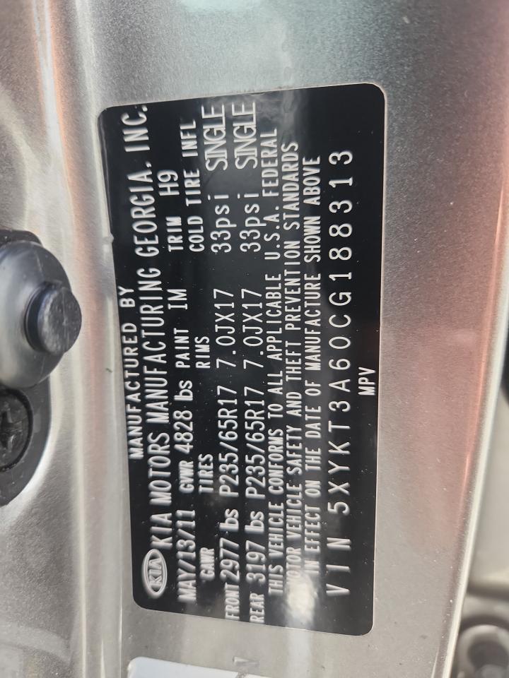 2012 Kia Sorento Lx Gray vin: 5XYKT3A60CG188313