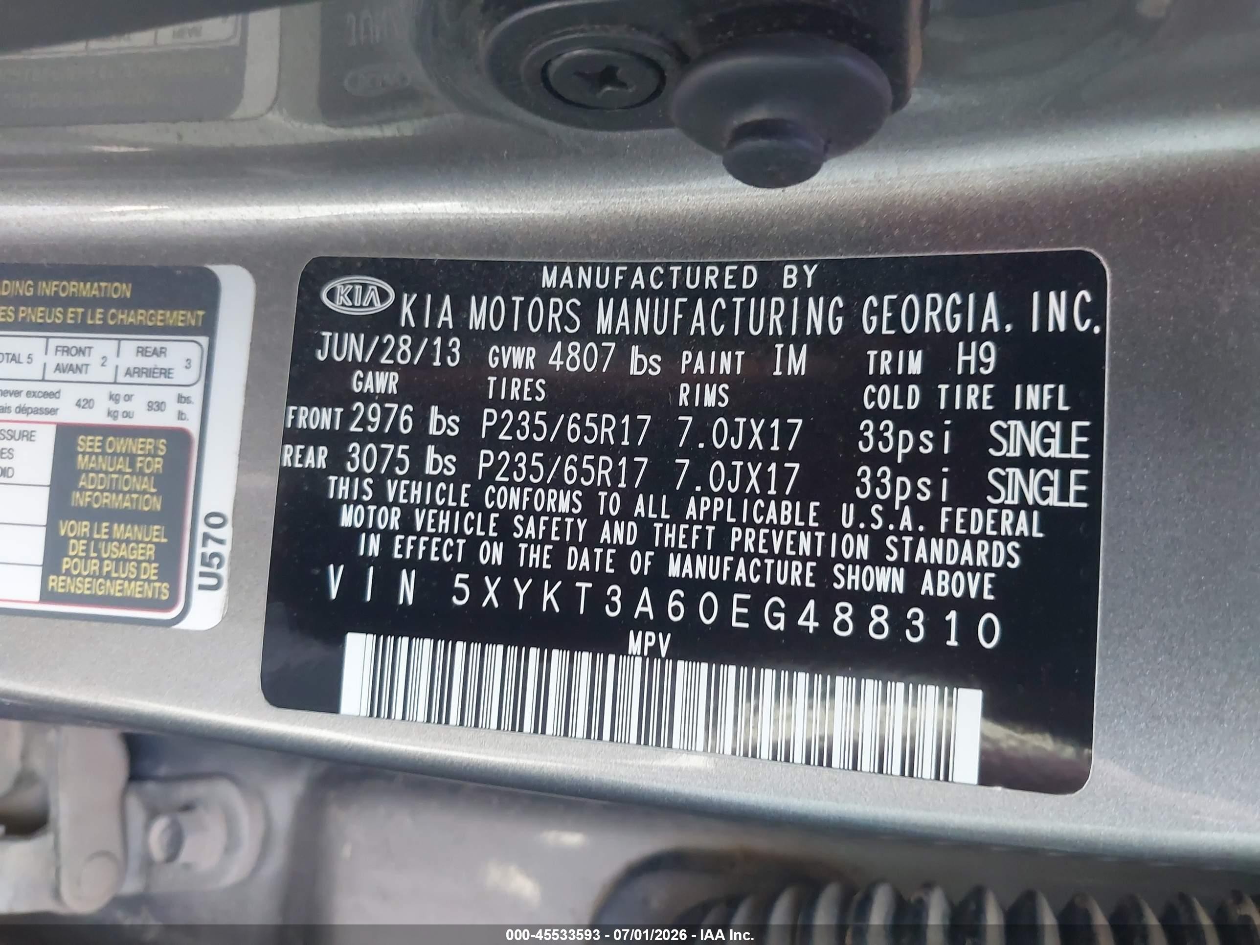 2014 Kia Sorento Lx Gray vin: 5XYKT3A60EG488310