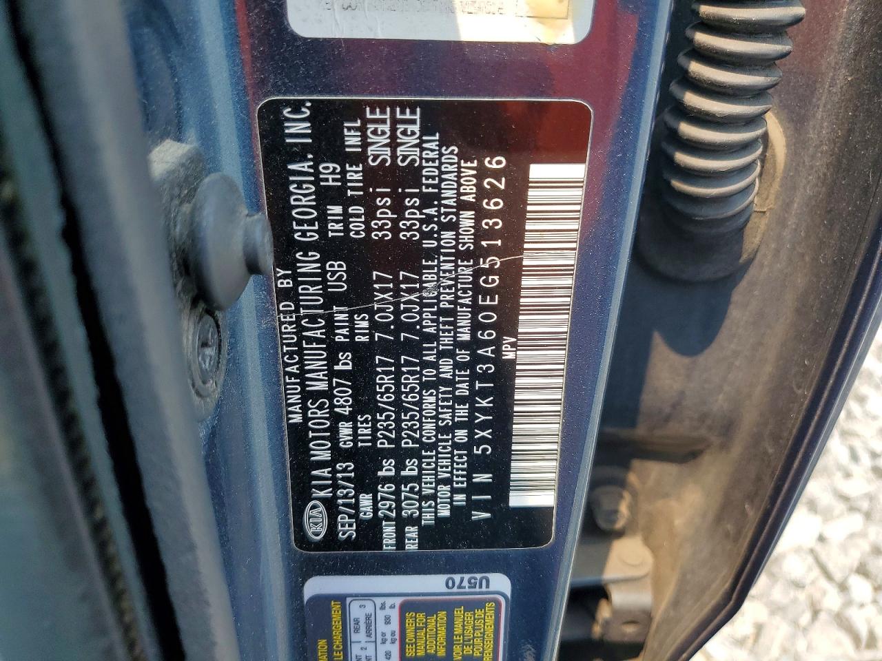 2014 Kia Sorento Lx Blue vin: 5XYKT3A60EG513626