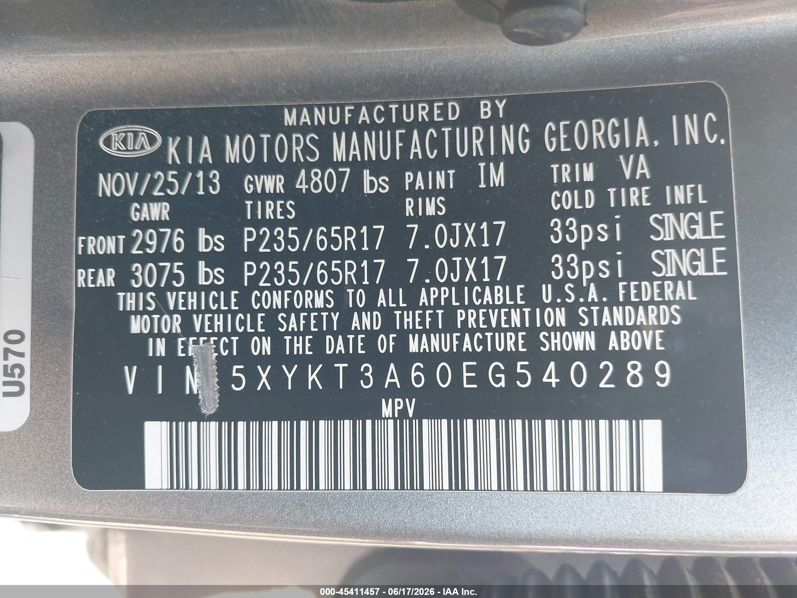 2014 Kia Sorento Lx Серый vin: 5XYKT3A60EG540289