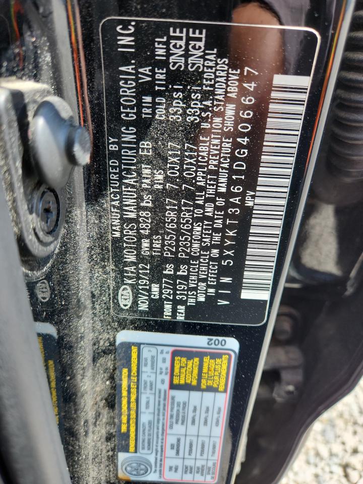 2013 Kia Sorento Lx Black vin: 5XYKT3A61DG406647