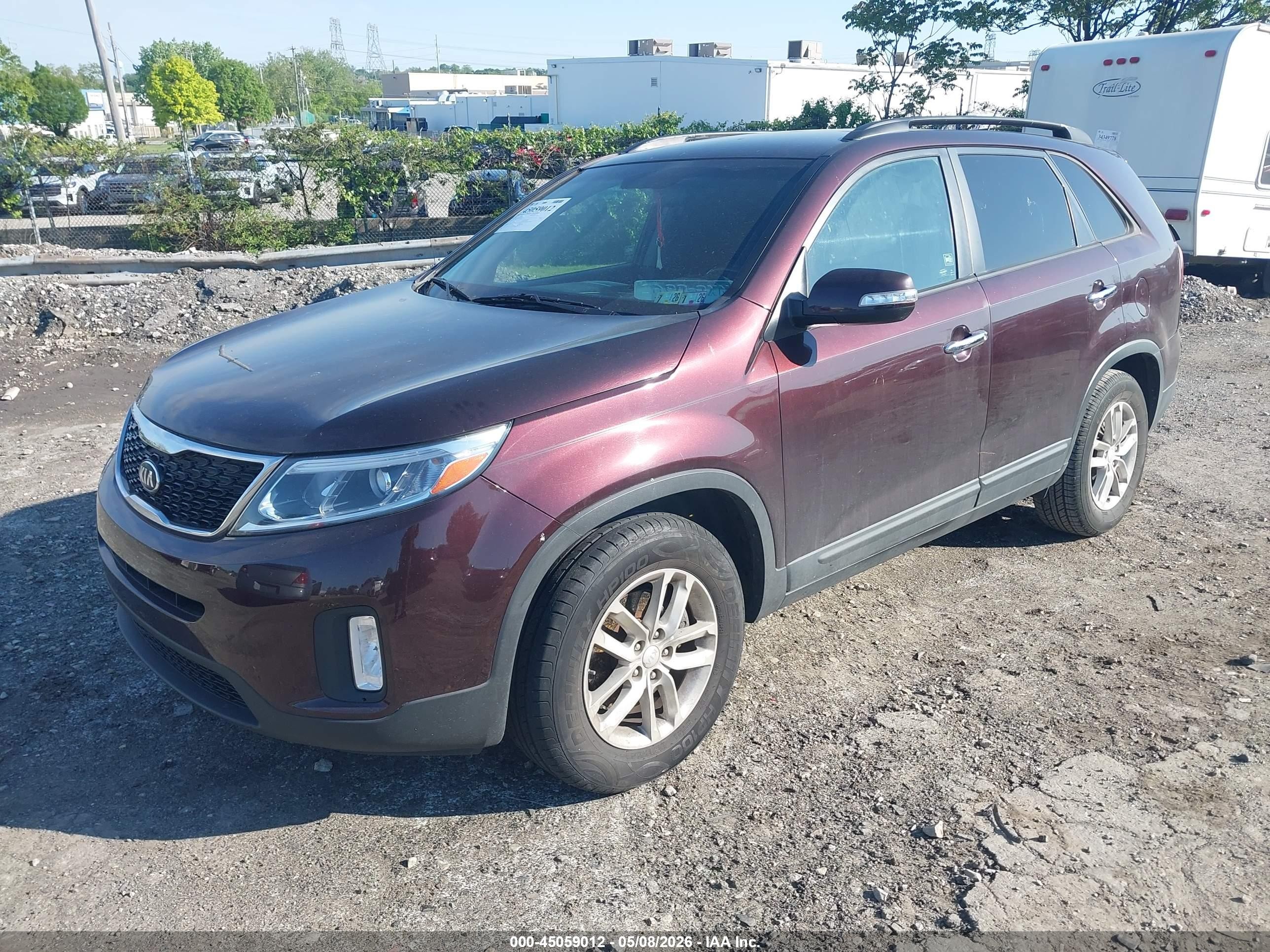 2014 Kia Sorento Lx Maroon vin: 5XYKT3A61EG455655
