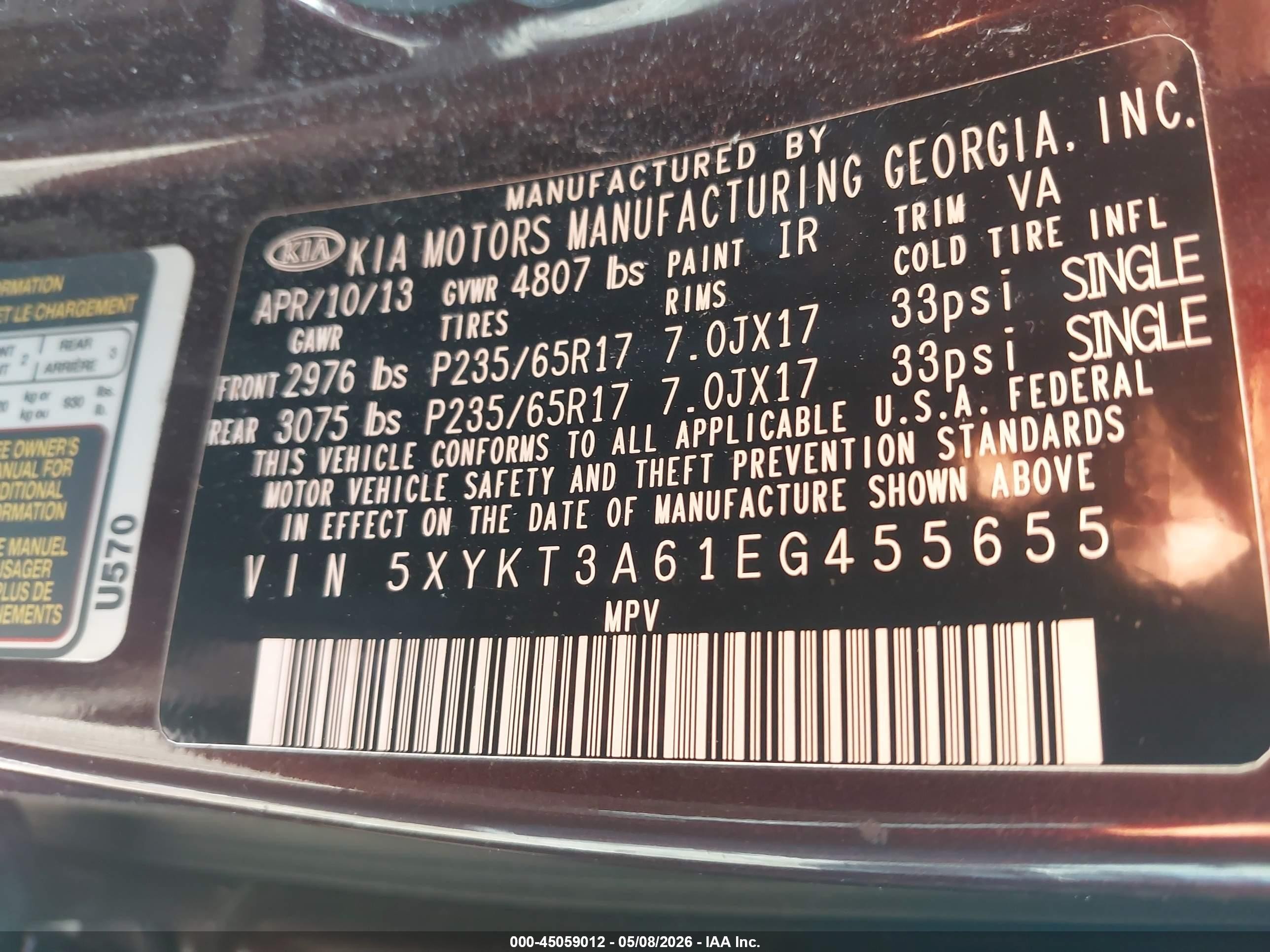 2014 Kia Sorento Lx Maroon vin: 5XYKT3A61EG455655