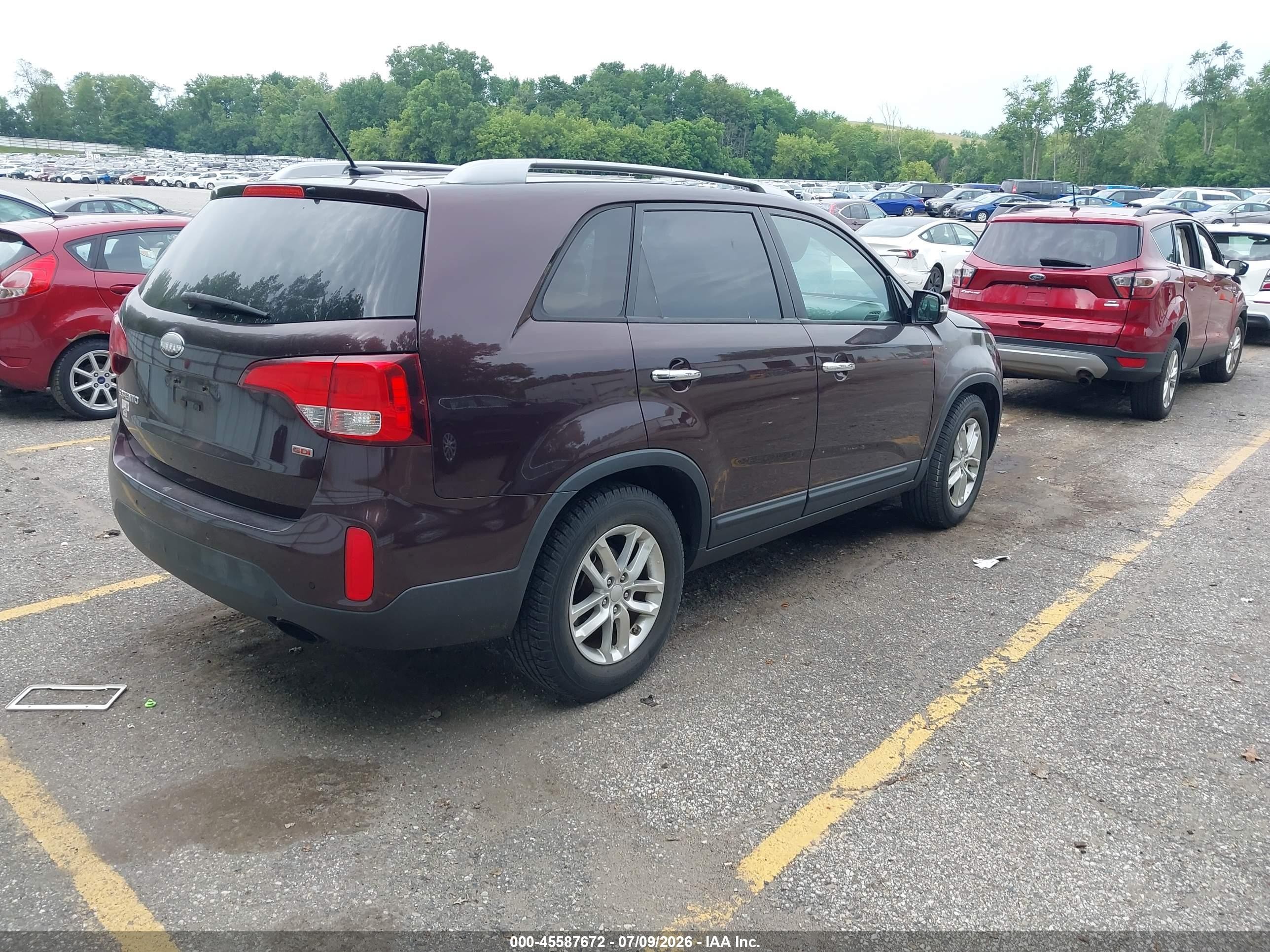 2014 Kia Sorento Lx Maroon vin: 5XYKT3A62EG450948