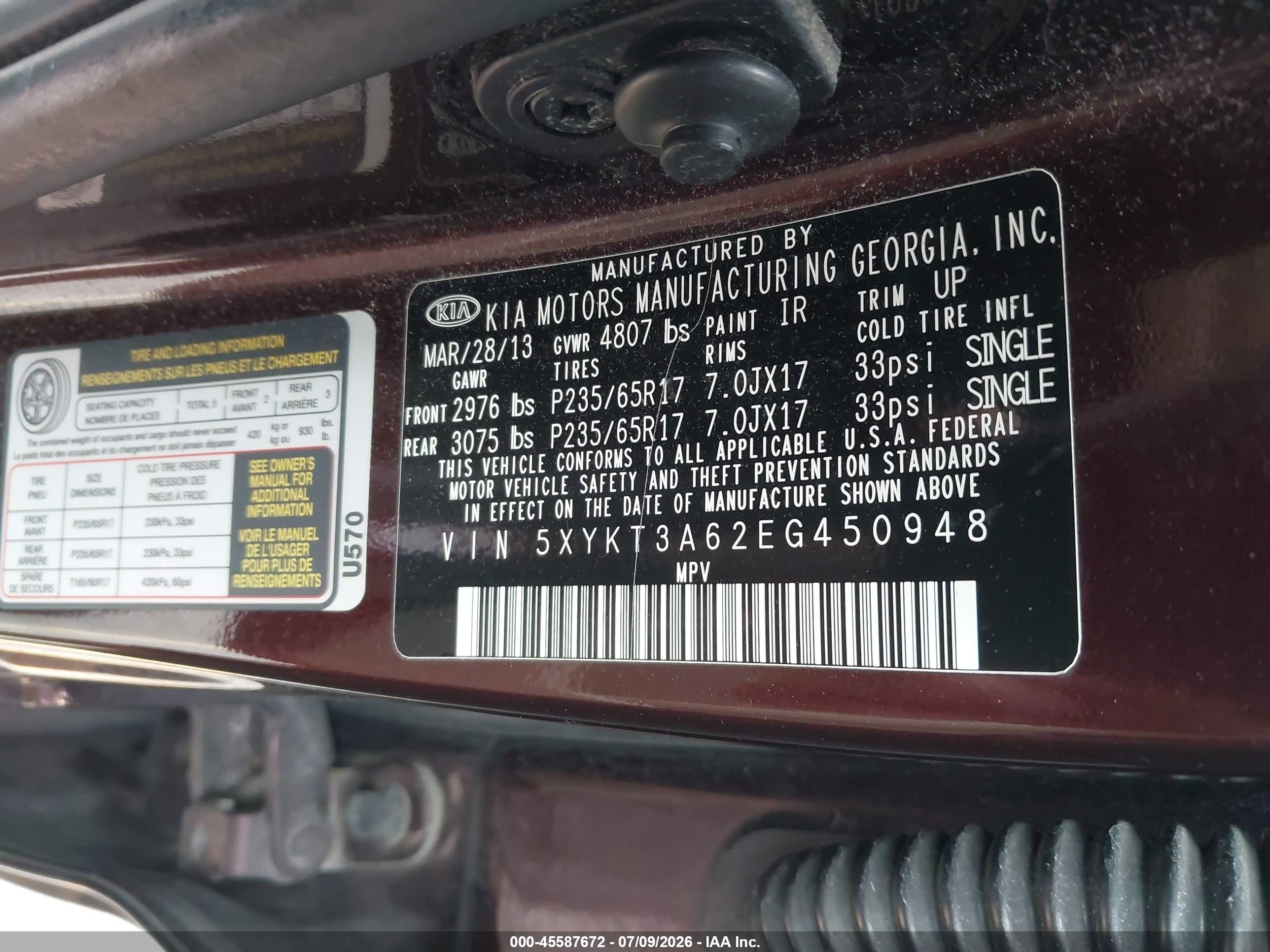 2014 Kia Sorento Lx Maroon vin: 5XYKT3A62EG450948