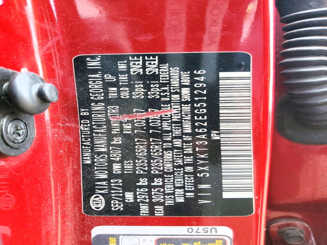 2014 Kia Sorento Lx Red vin: 5XYKT3A62EG512946