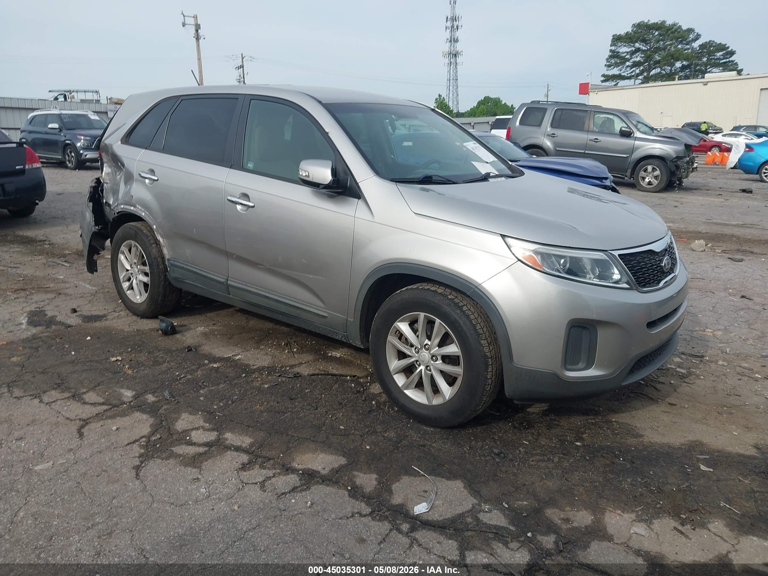 2014 Kia Sorento Lx Silver vin: 5XYKT3A62EG537314