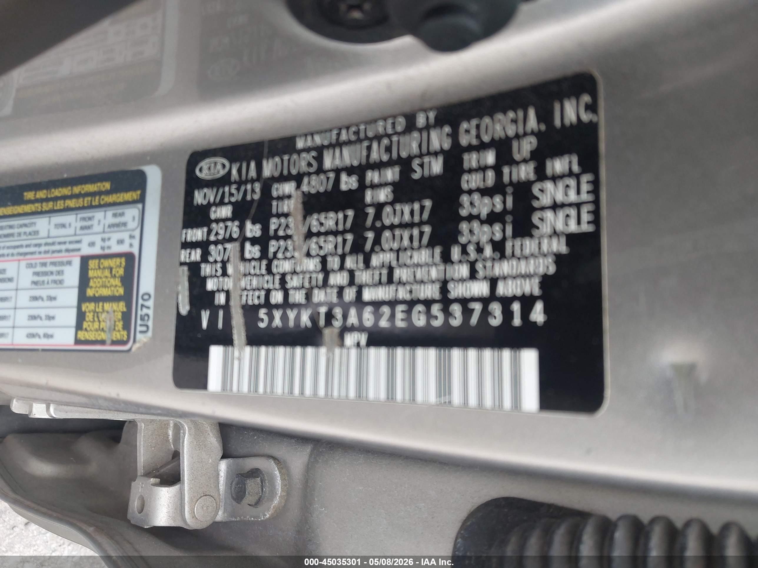 2014 Kia Sorento Lx Silver vin: 5XYKT3A62EG537314
