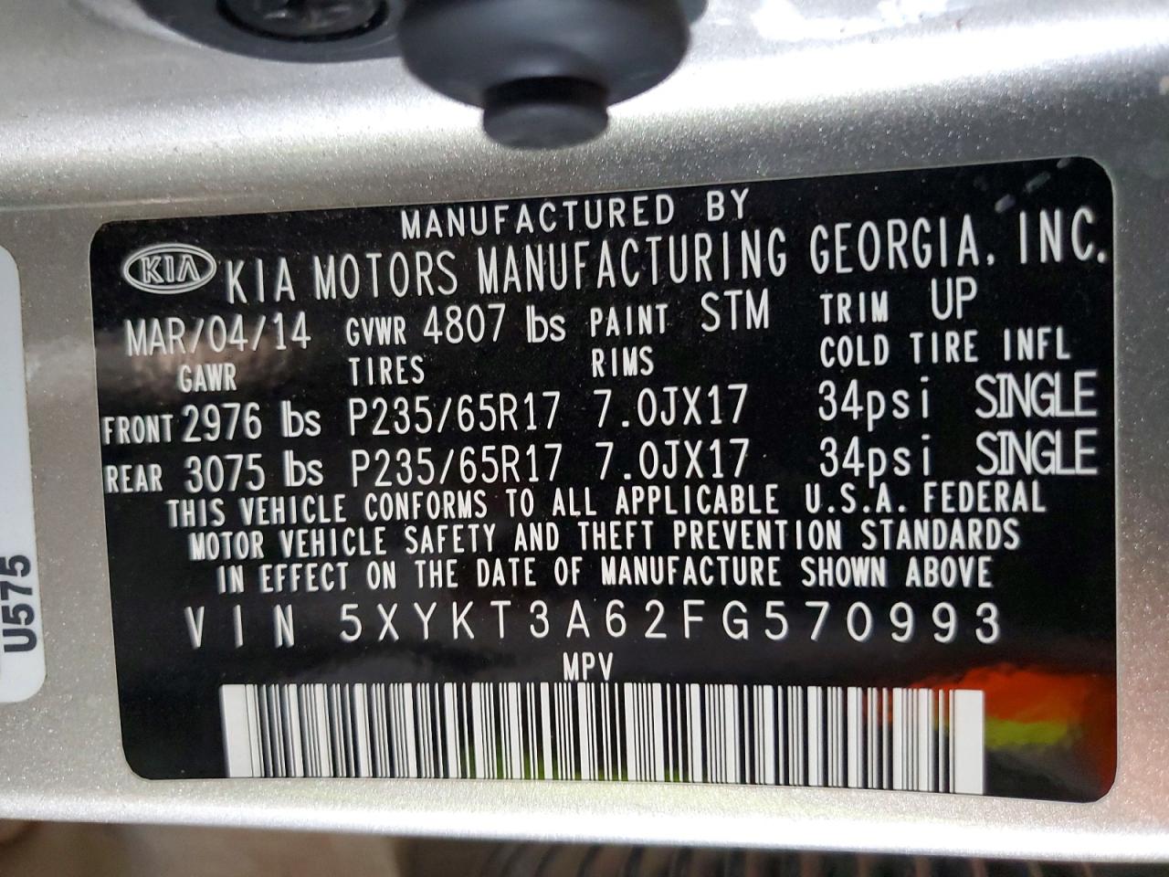 2015 Kia Sorento Lx Gray vin: 5XYKT3A62FG570993