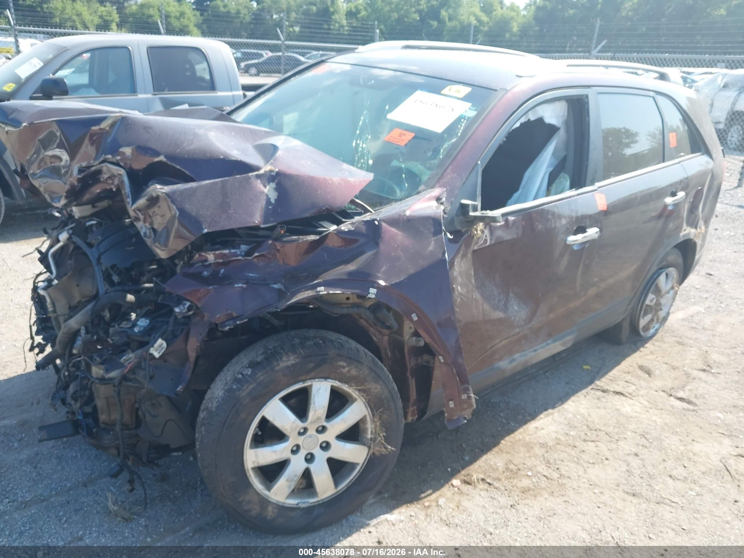 2013 Kia Sorento Lx Purple vin: 5XYKT3A63DG383792