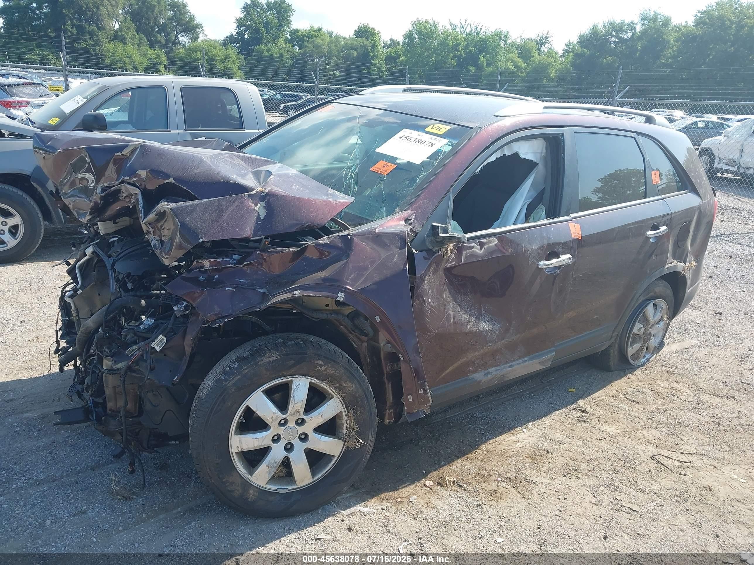 2013 Kia Sorento Lx Purple vin: 5XYKT3A63DG383792