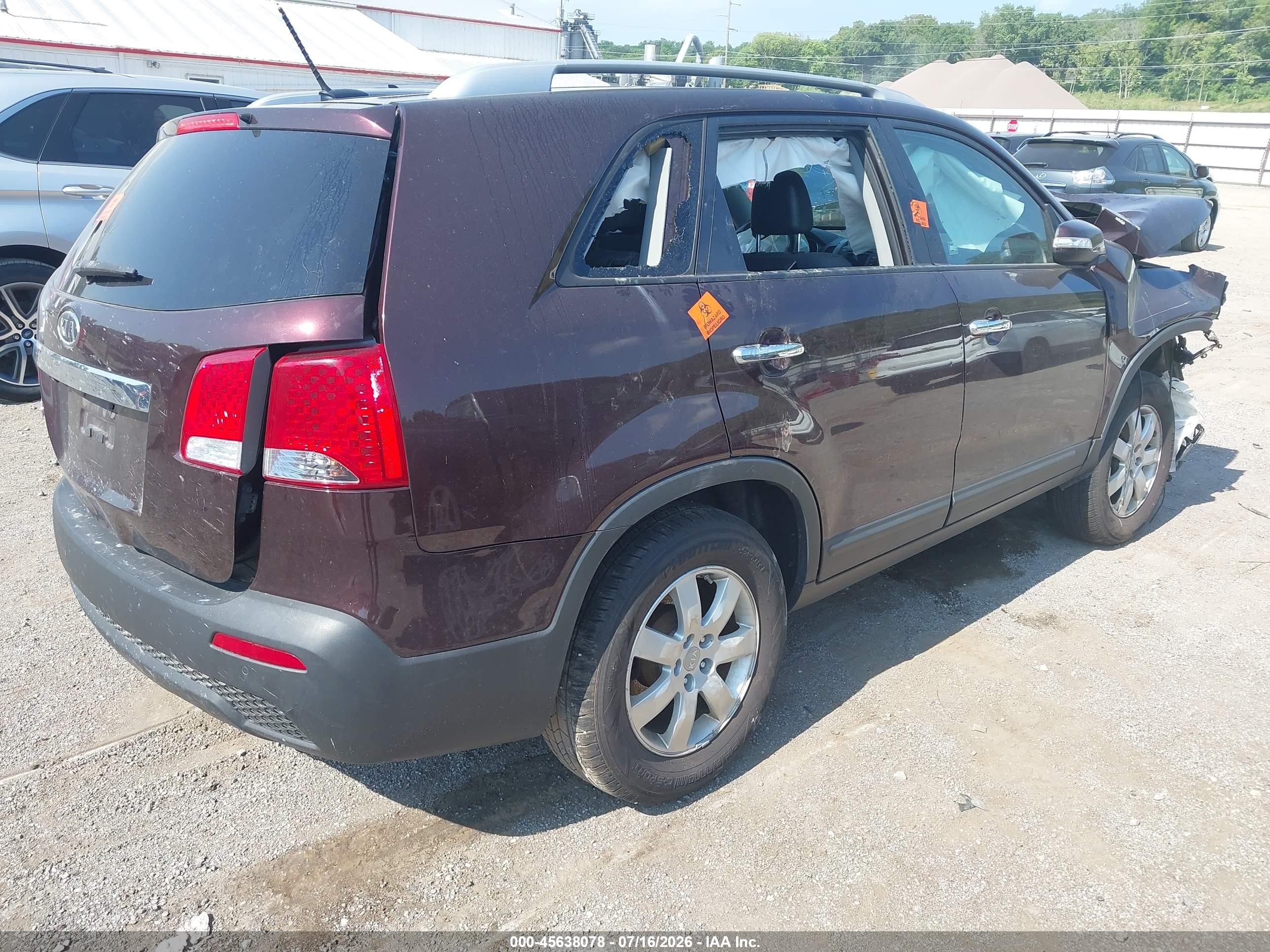 2013 Kia Sorento Lx Purple vin: 5XYKT3A63DG383792