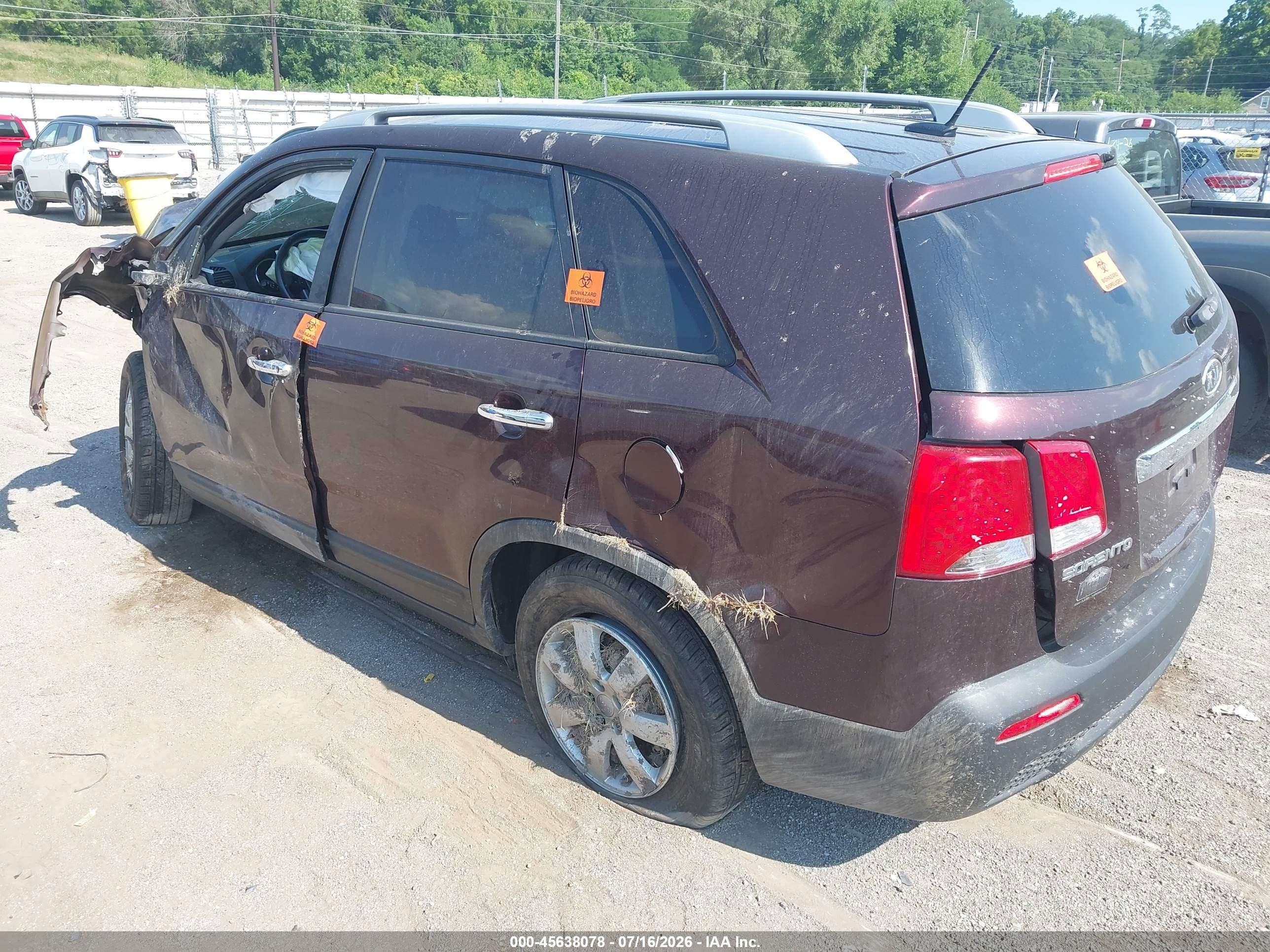 2013 Kia Sorento Lx Purple vin: 5XYKT3A63DG383792