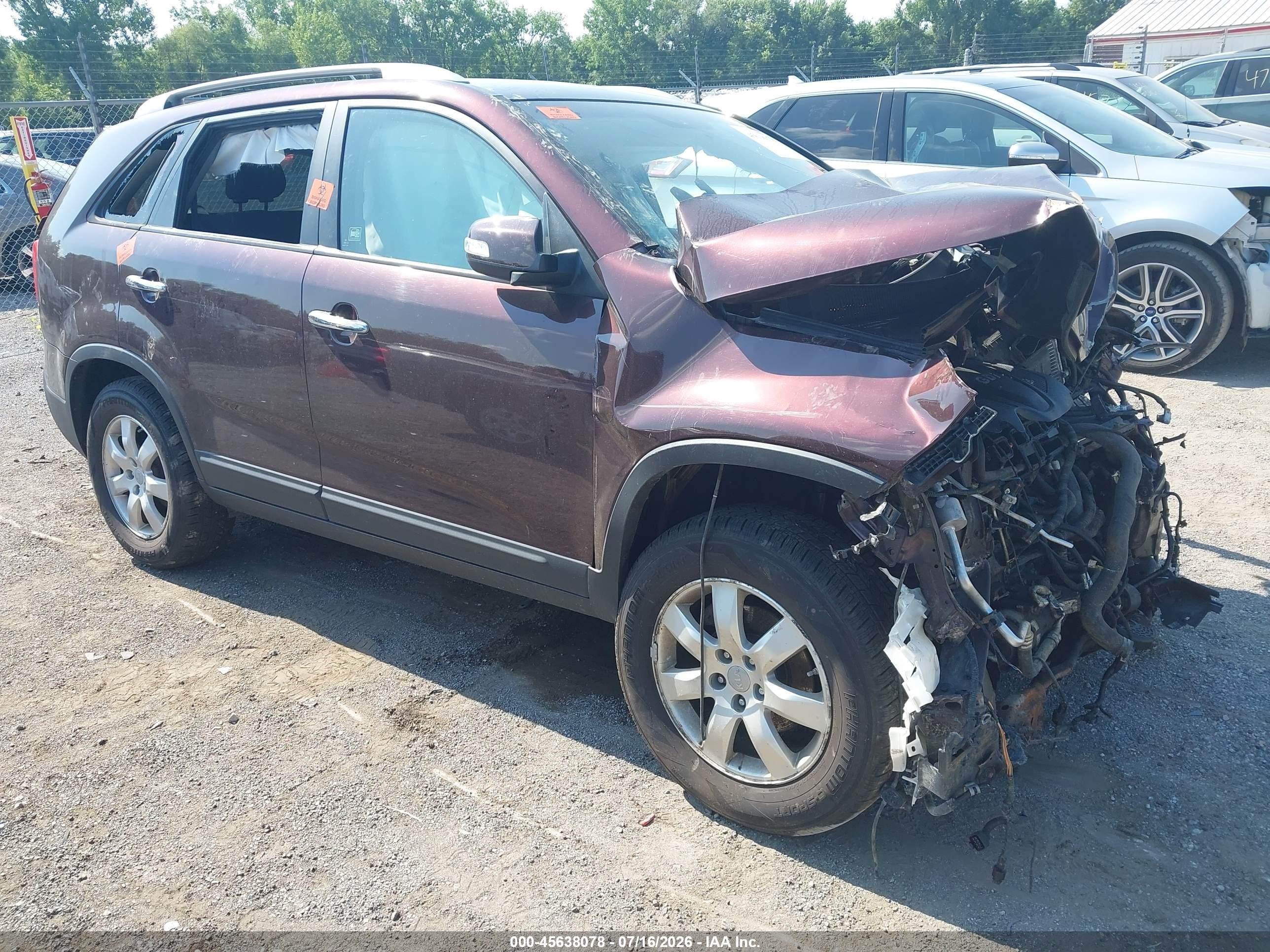 2013 Kia Sorento Lx Purple vin: 5XYKT3A63DG383792