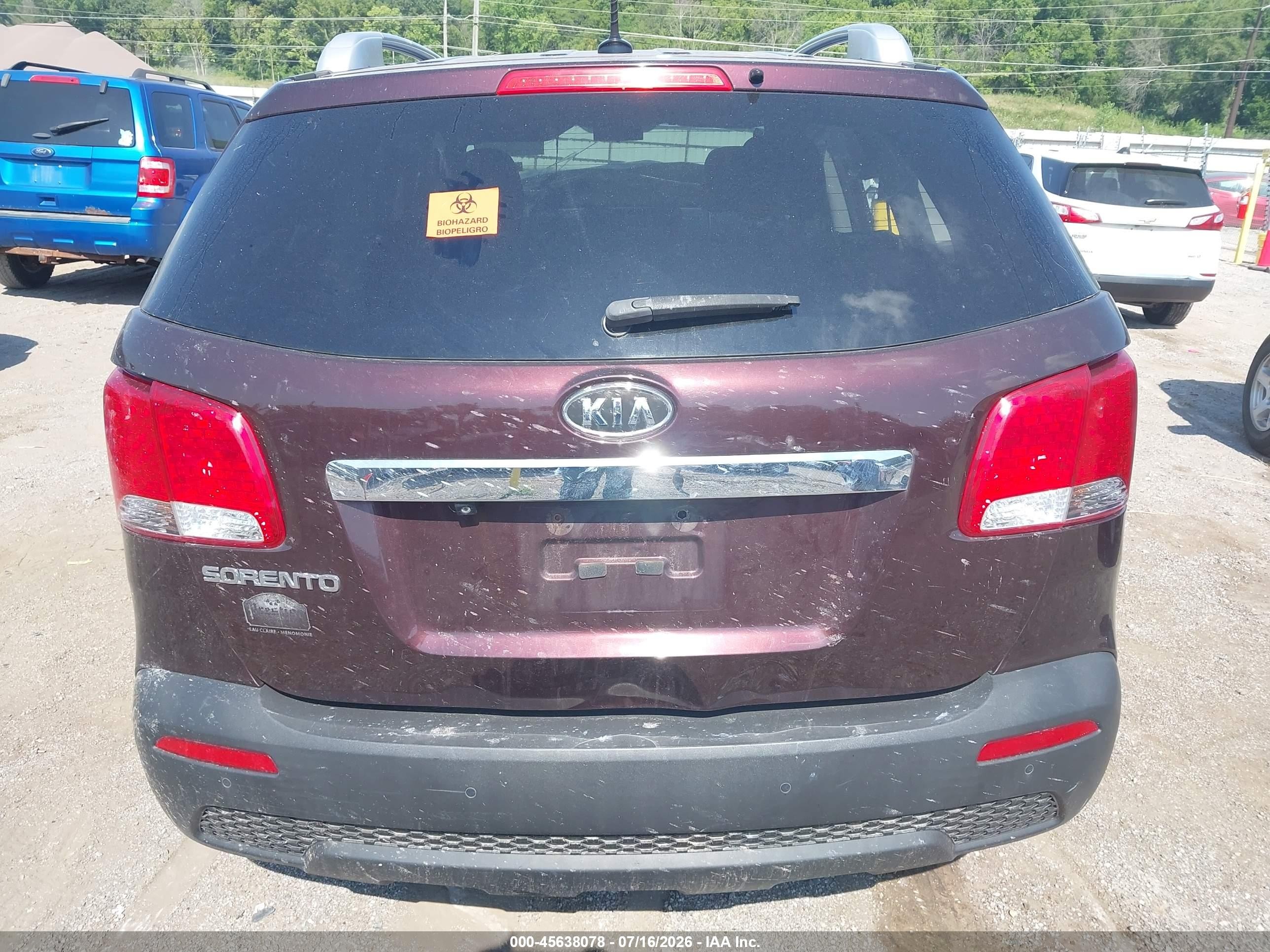 2013 Kia Sorento Lx Purple vin: 5XYKT3A63DG383792