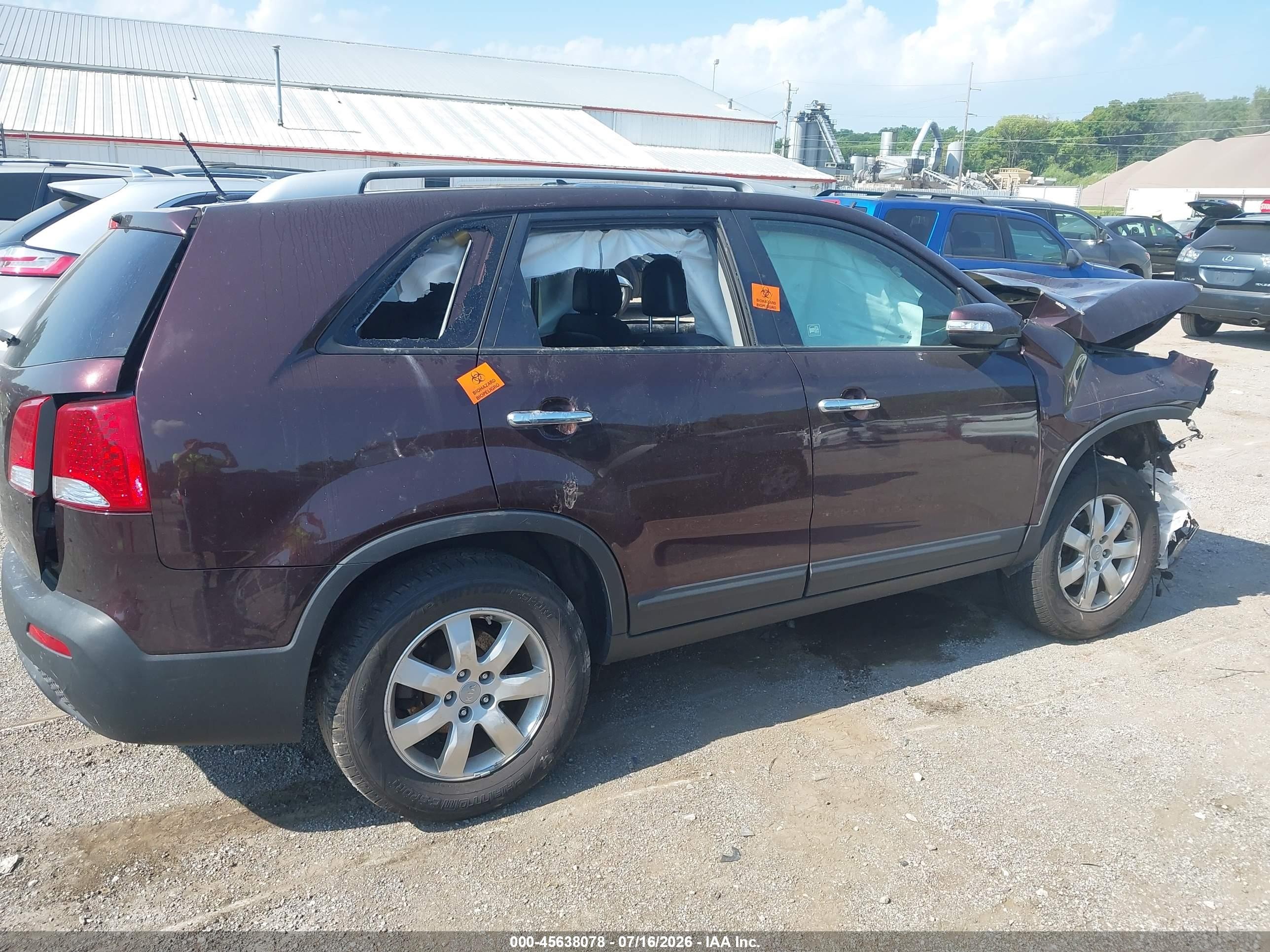 2013 Kia Sorento Lx Purple vin: 5XYKT3A63DG383792
