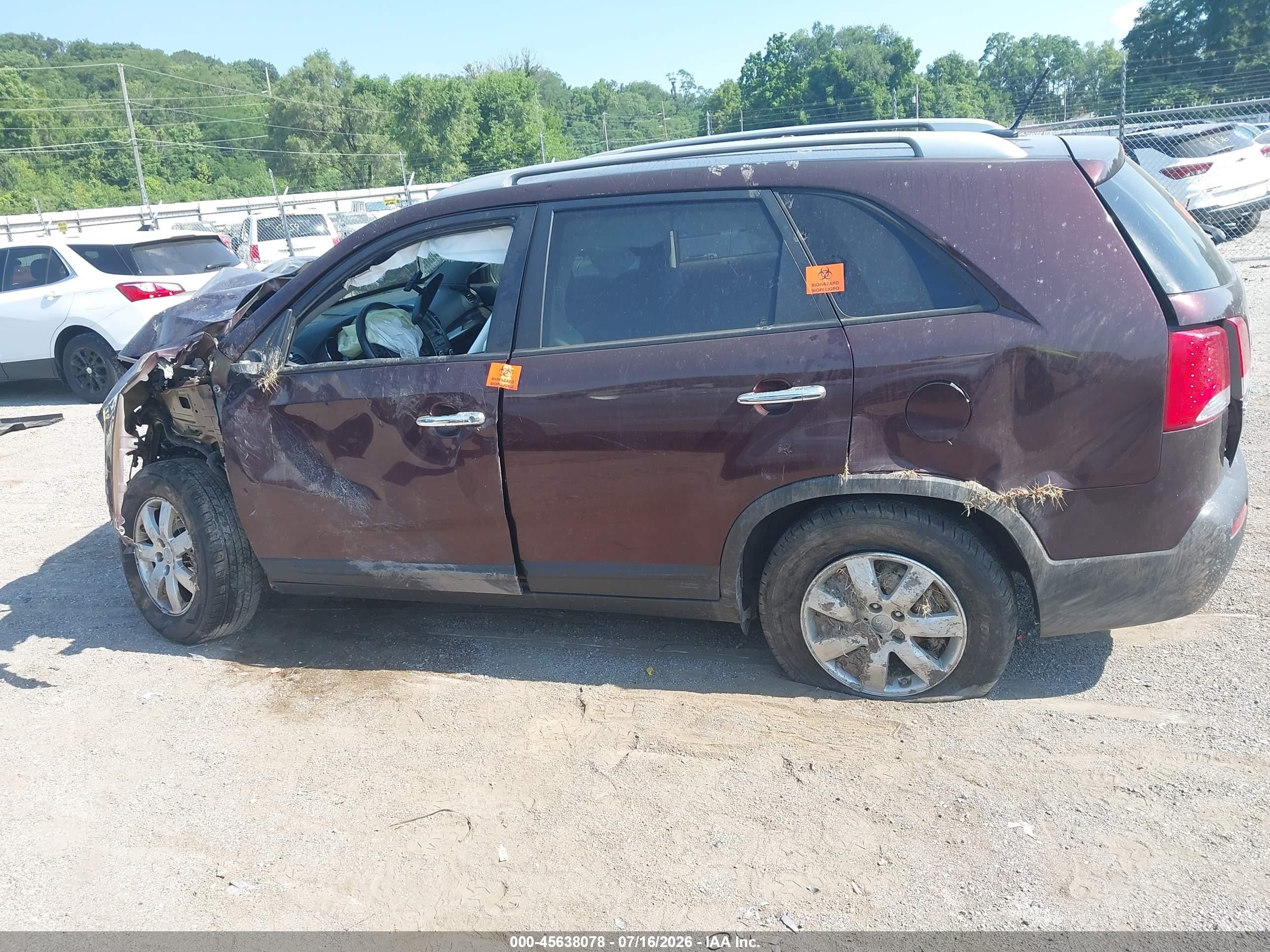 2013 Kia Sorento Lx Purple vin: 5XYKT3A63DG383792
