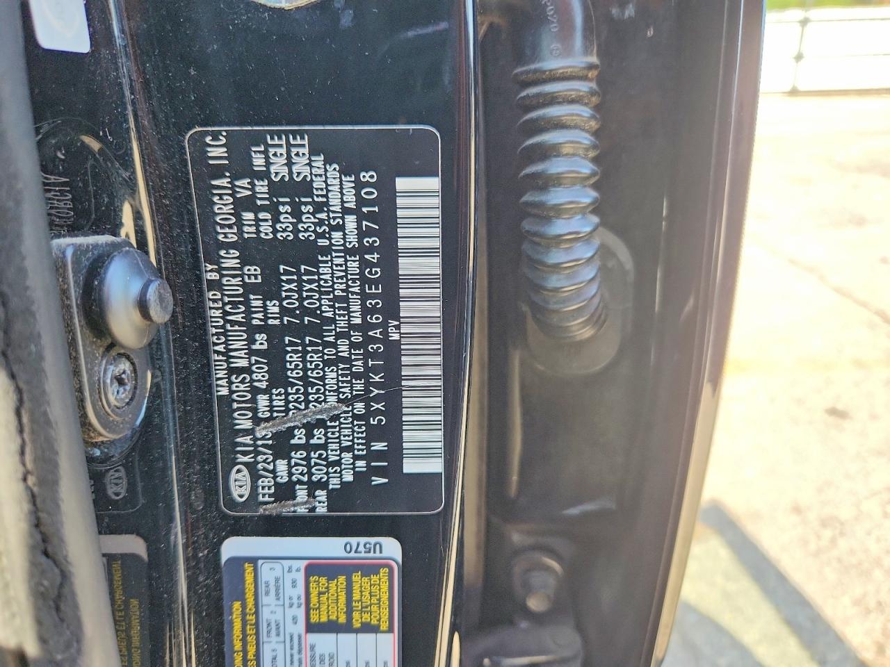 2014 Kia Sorento Lx Черный vin: 5XYKT3A63EG437108