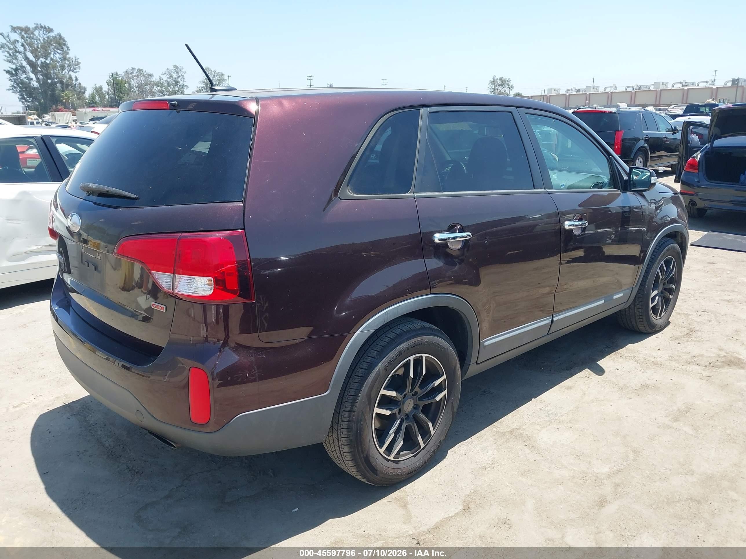 2014 Kia Sorento Lx Burgundy vin: 5XYKT3A63EG537628