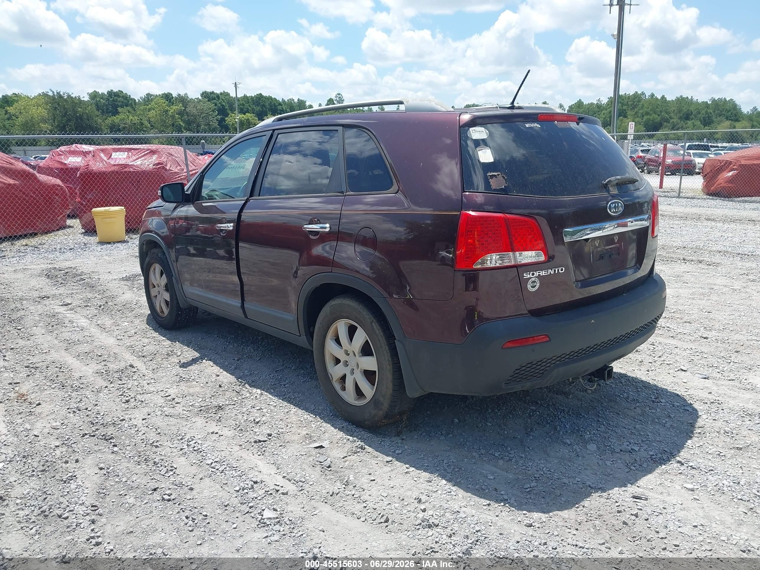 2013 Kia Sorento Lx Purple vin: 5XYKT3A64DG388127