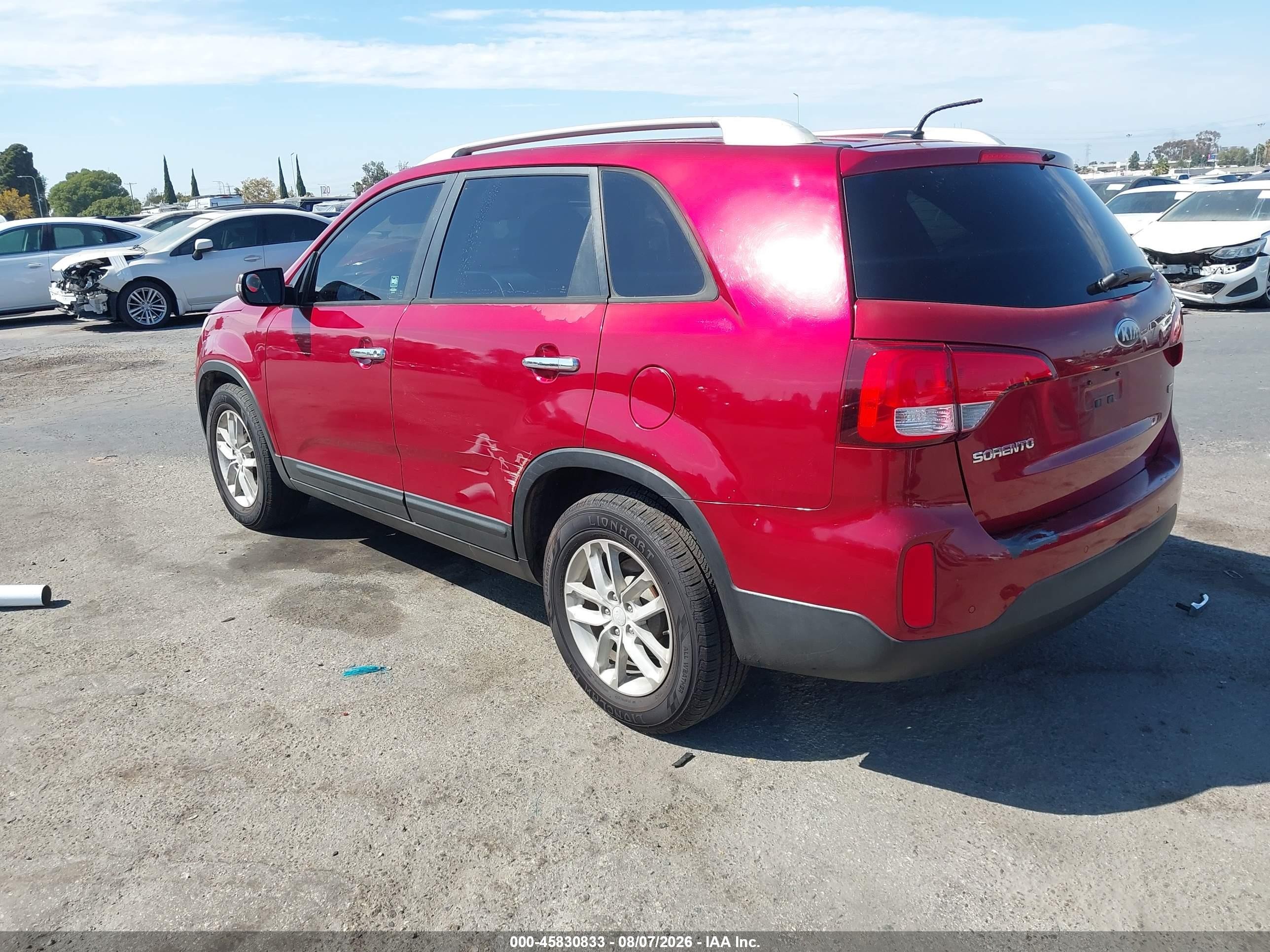 2014 Kia Sorento Lx Red vin: 5XYKT3A64EG435061