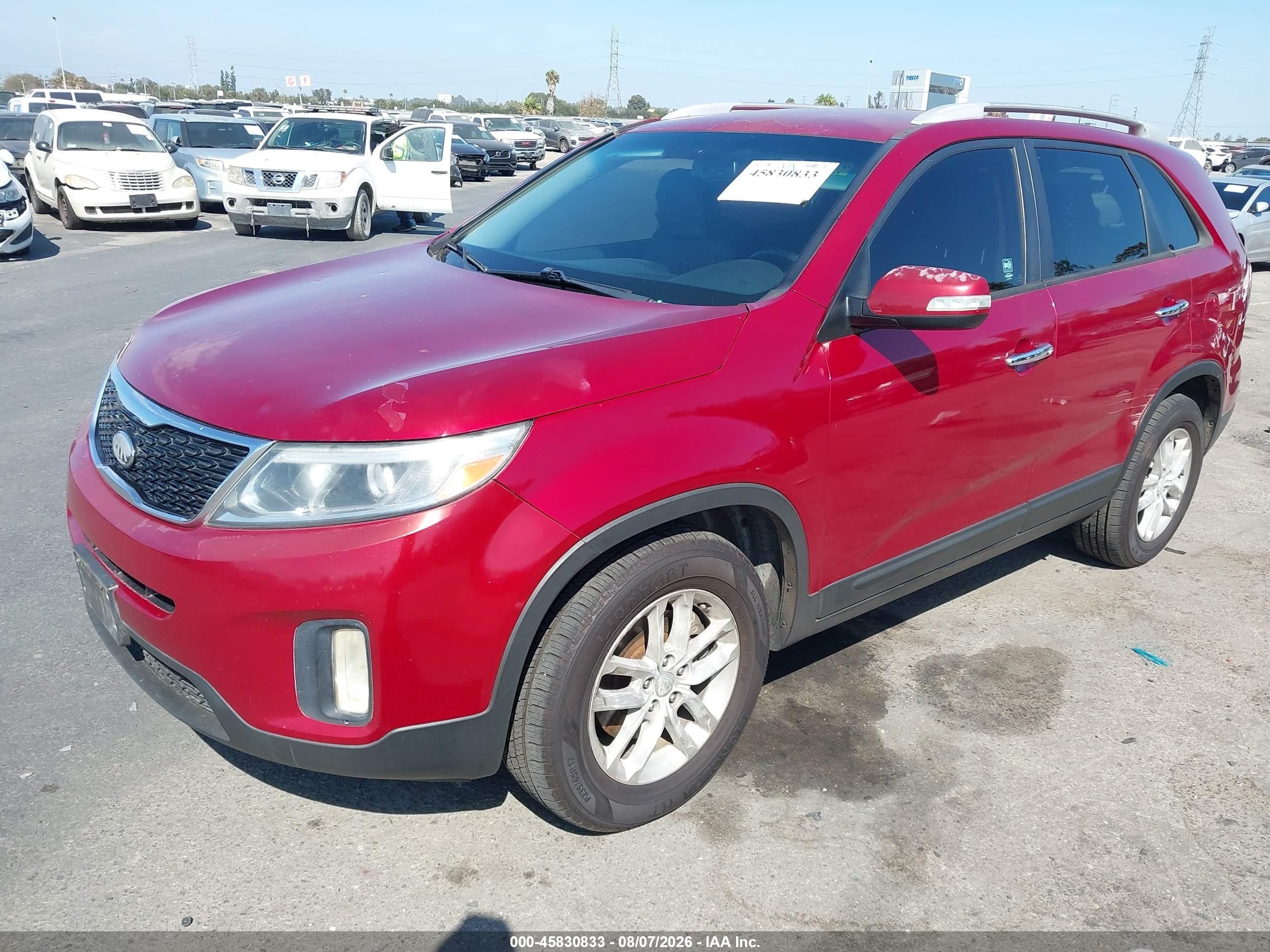 2014 Kia Sorento Lx Red vin: 5XYKT3A64EG435061