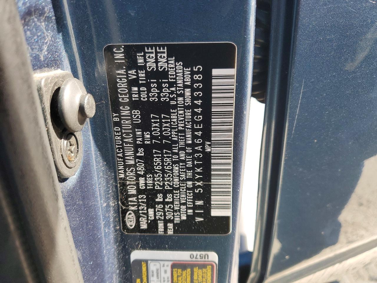 2014 Kia Sorento Lx Blue vin: 5XYKT3A64EG443385