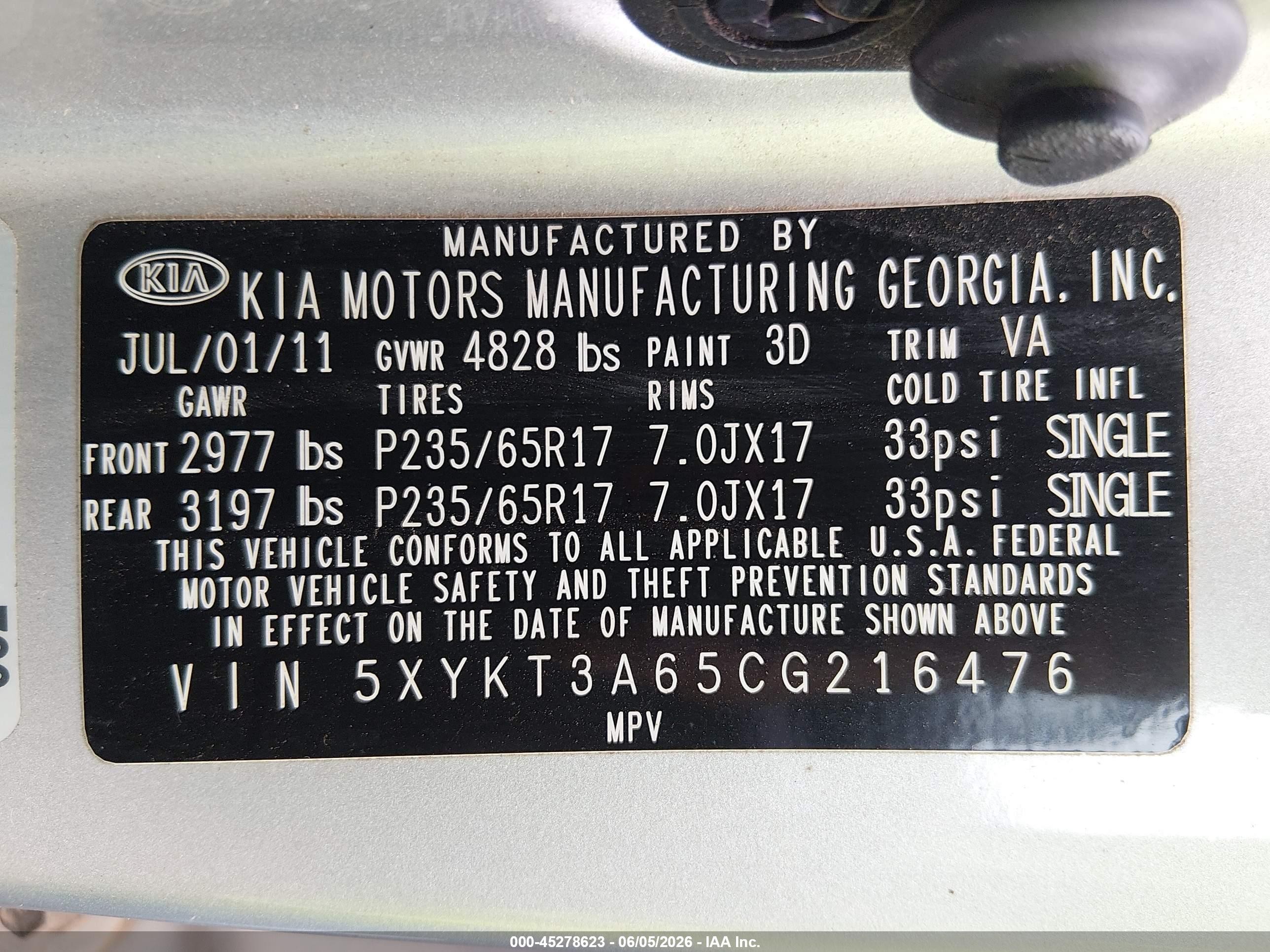 2012 Kia Sorento Lx Silver vin: 5XYKT3A65CG216476