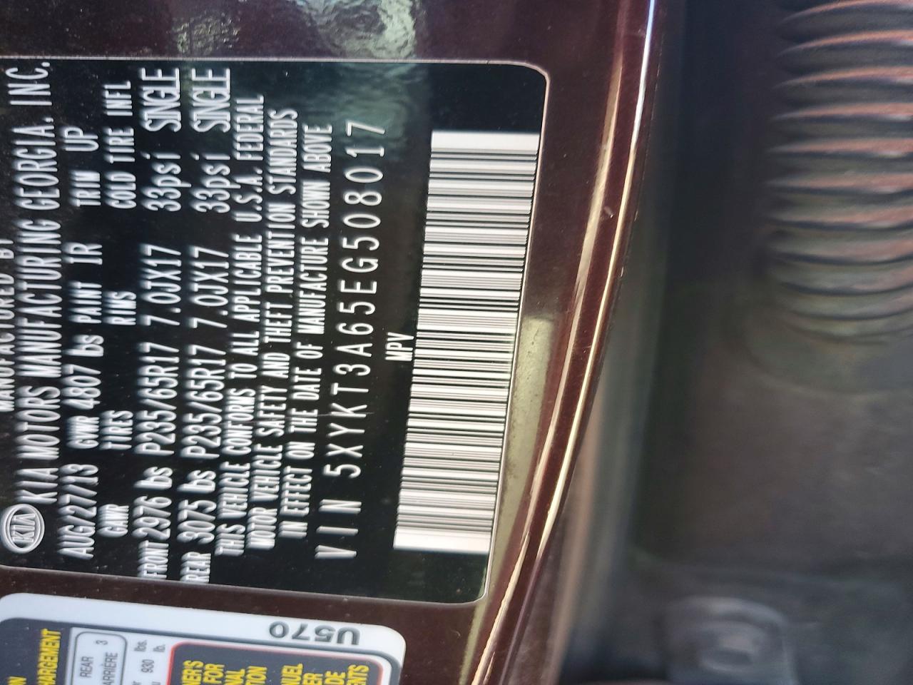 2014 Kia Sorento Lx Maroon vin: 5XYKT3A65EG508017