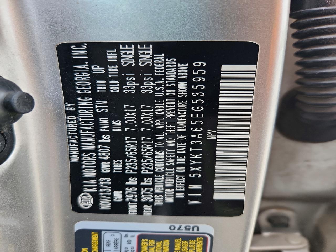 2014 Kia Sorento Lx Silver vin: 5XYKT3A65EG535959