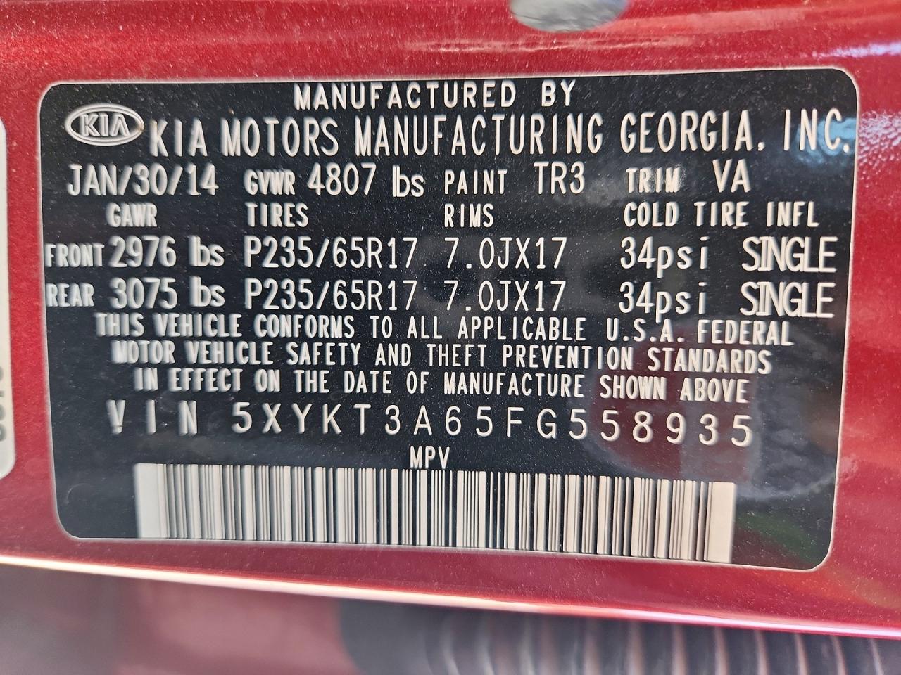 2015 Kia Sorento Lx Maroon vin: 5XYKT3A65FG558935