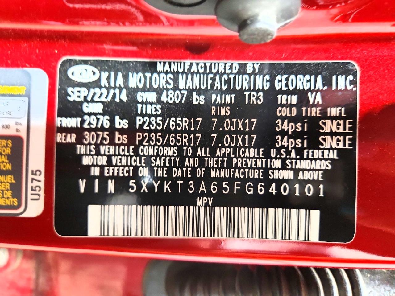 2015 Kia Sorento Lx Red vin: 5XYKT3A65FG640101