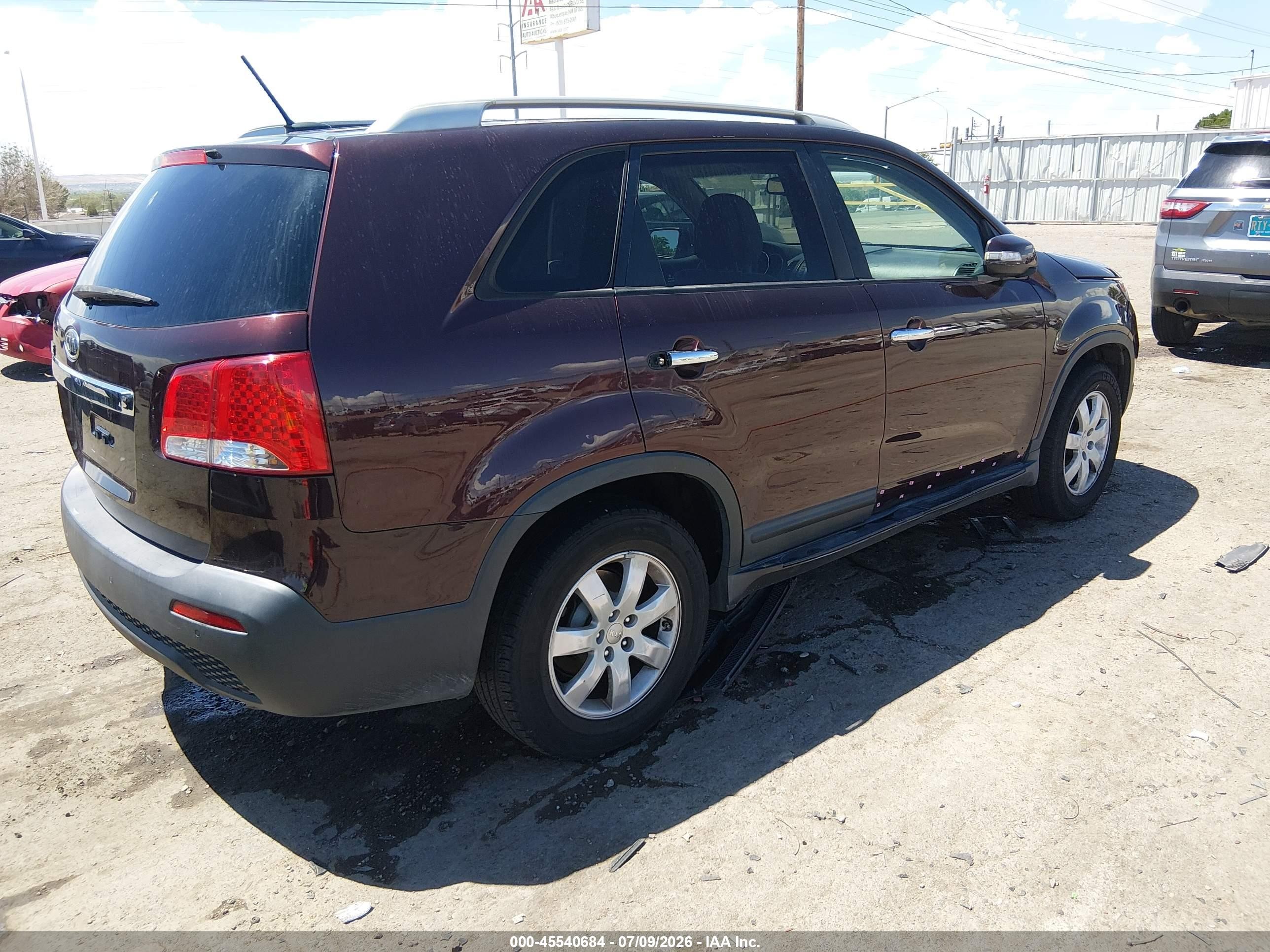 2013 Kia Sorento Lx Maroon vin: 5XYKT3A66DG363424