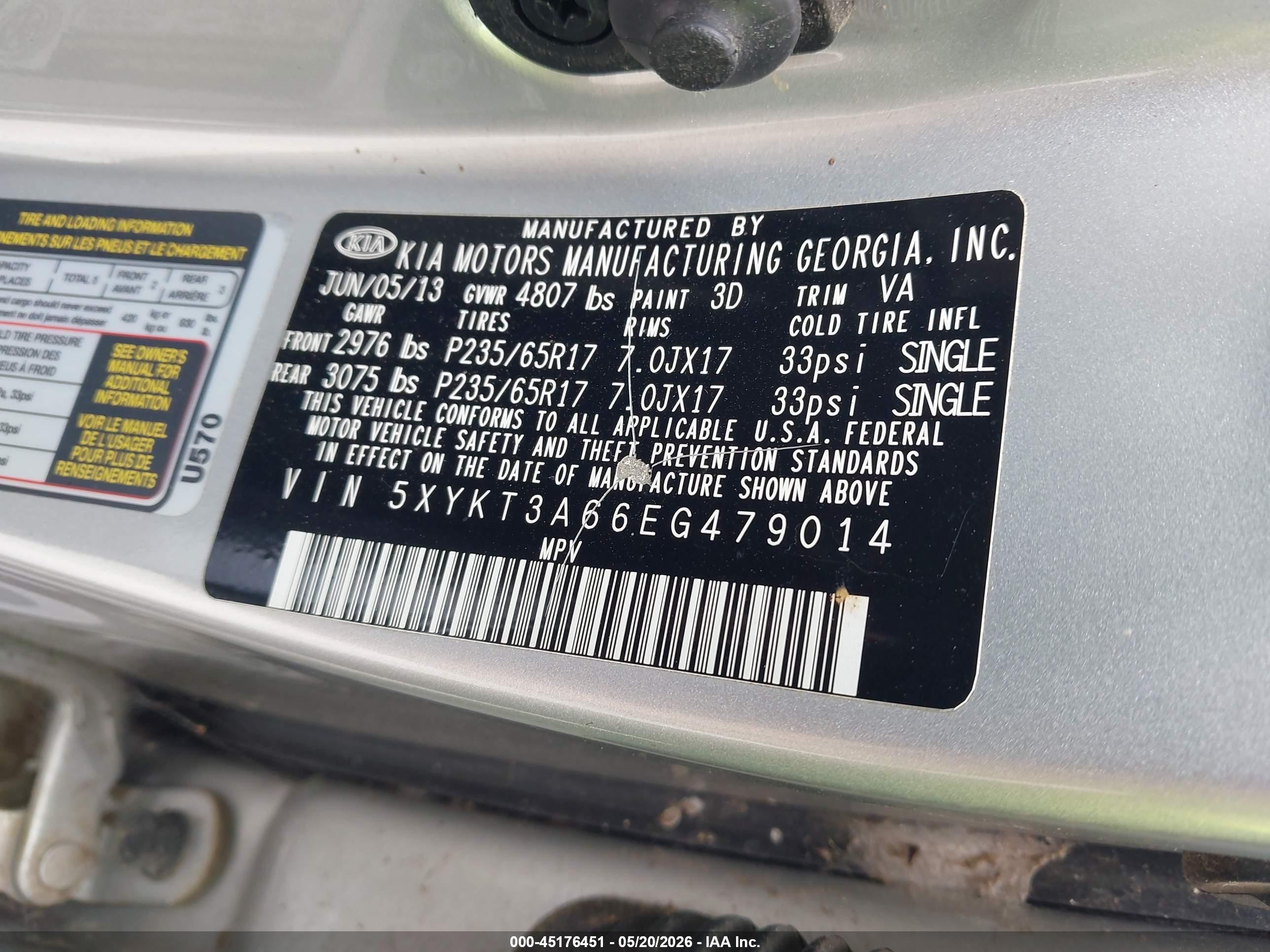 2014 Kia Sorento Lx Серебряный vin: 5XYKT3A66EG479014