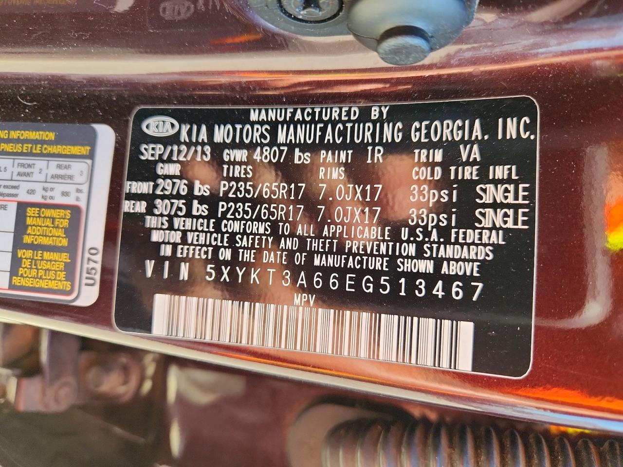 2014 Kia Sorento Lx Burgundy vin: 5XYKT3A66EG513467