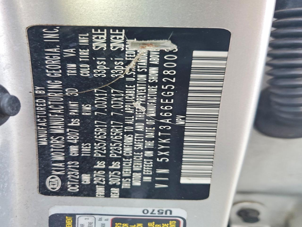 2014 Kia Sorento Lx Серебряный vin: 5XYKT3A66EG528003